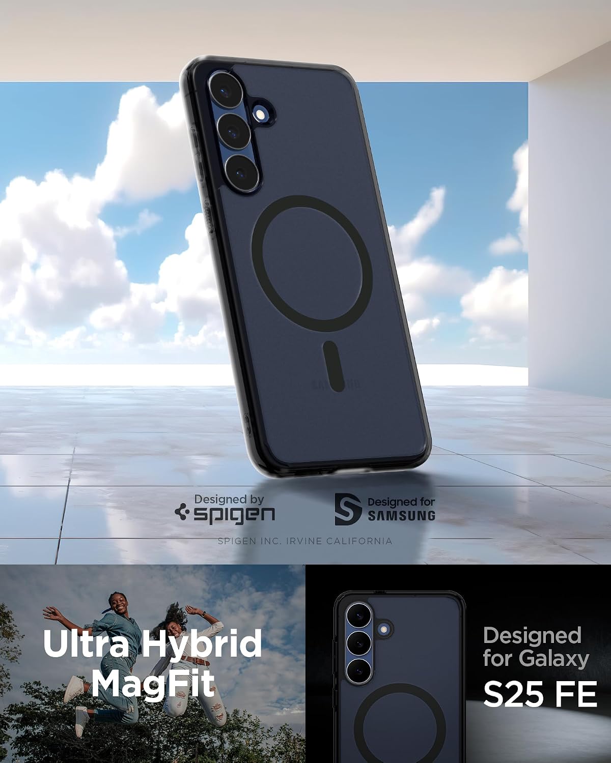 Detalle 2 de Spigen Cover Ultra Hybrid MagFit per Galaxy S25 FE (compatibile MagSafe) Frost Black