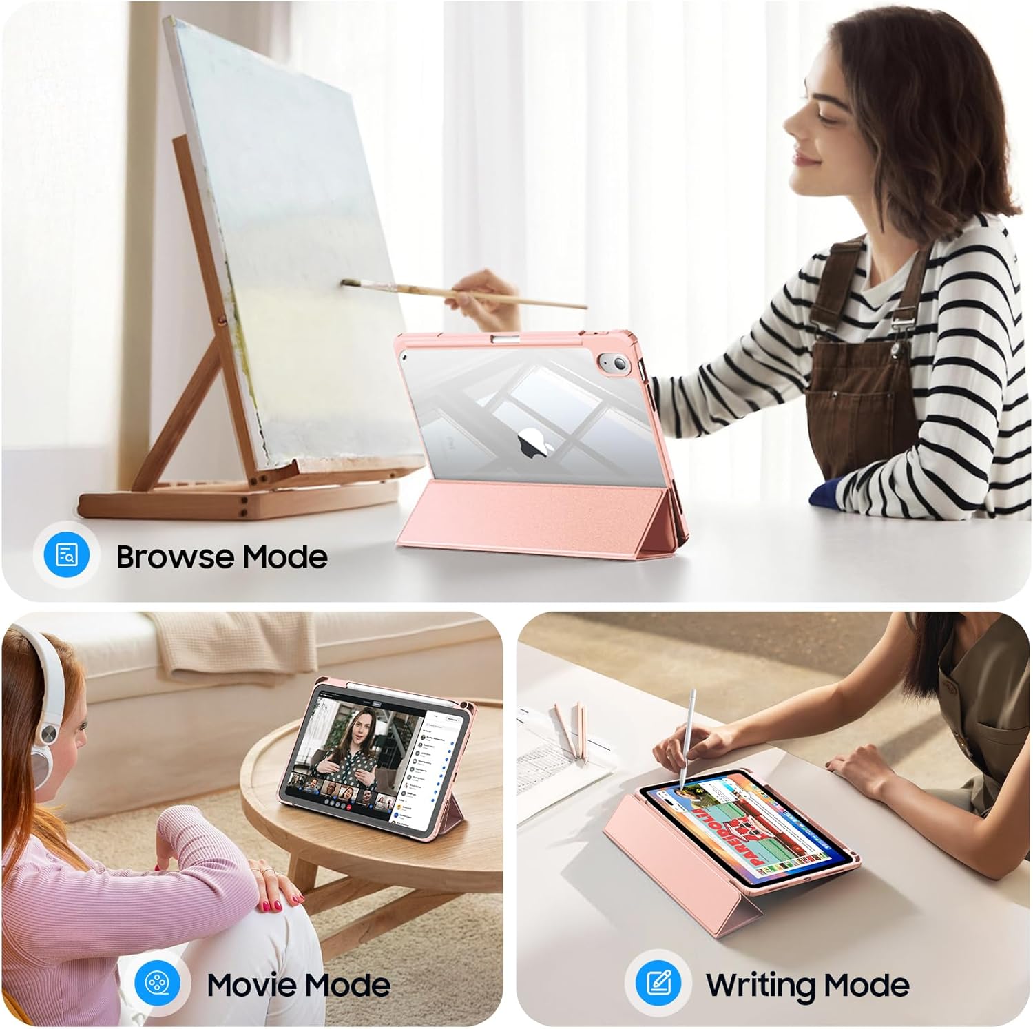 Thumbnail 2 de Fintie Hybrid Hülle für iPad (A16) 11. Generation / iPad 10. Generation 10,9 Zoll – Hybrid-Schutz mit Stifthalter, Roségold