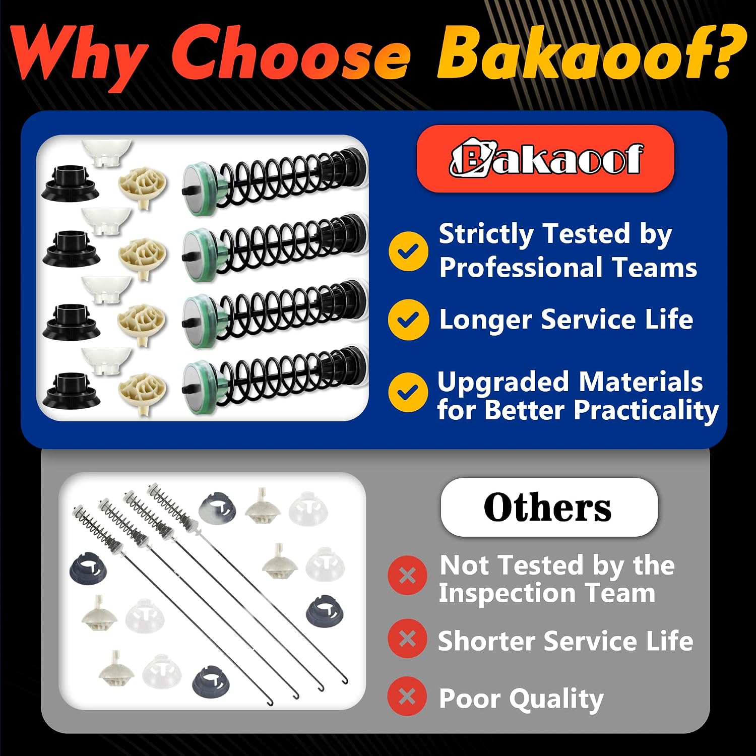 Detalle 2 de Bakaoof W11130362 Washer Suspension Rod Kit, 23.6-Inch, 4-Pack