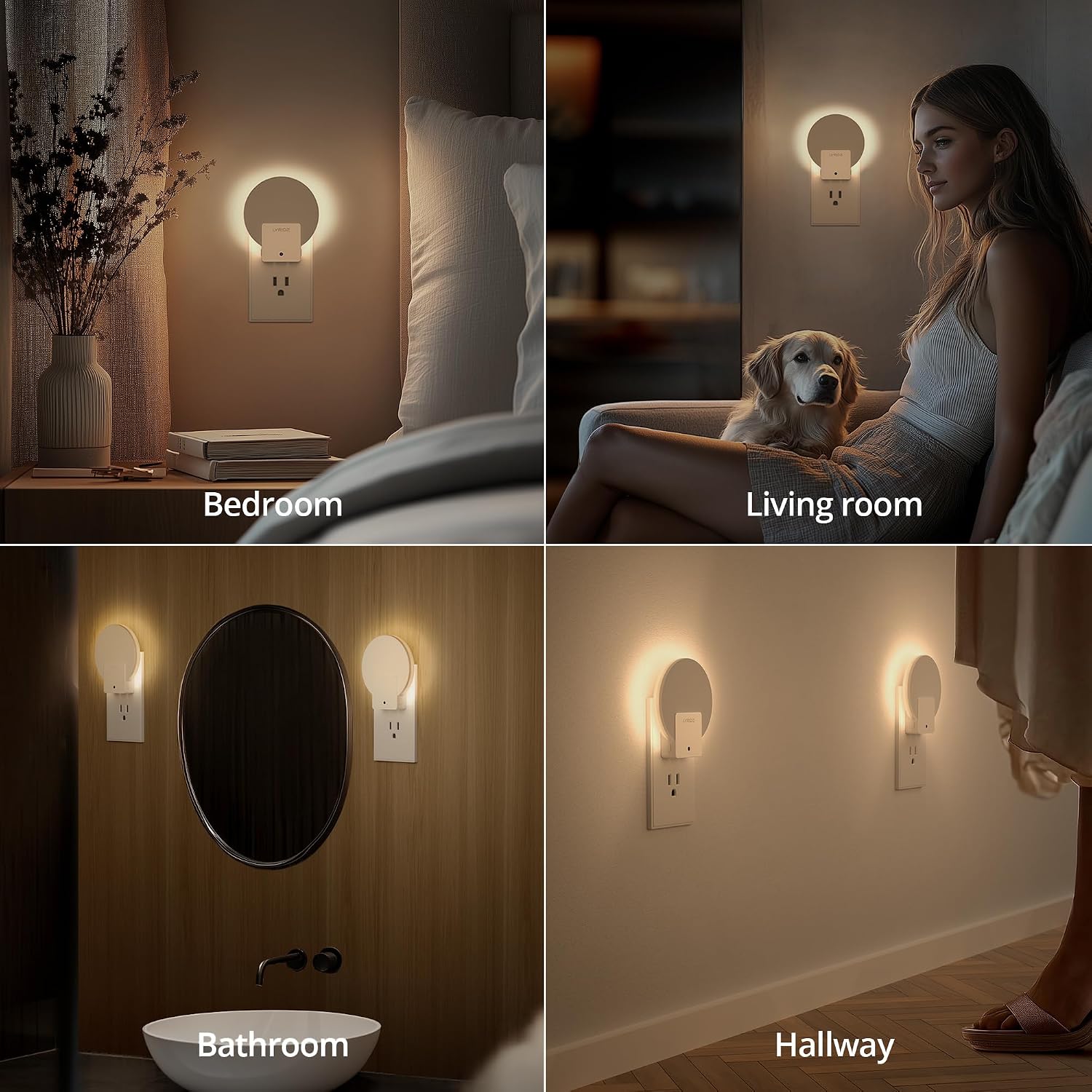 Thumbnail 6 de Lyridz A5106 Backlit Plug-In Night Light, 4-Pack, 2700K Warm White