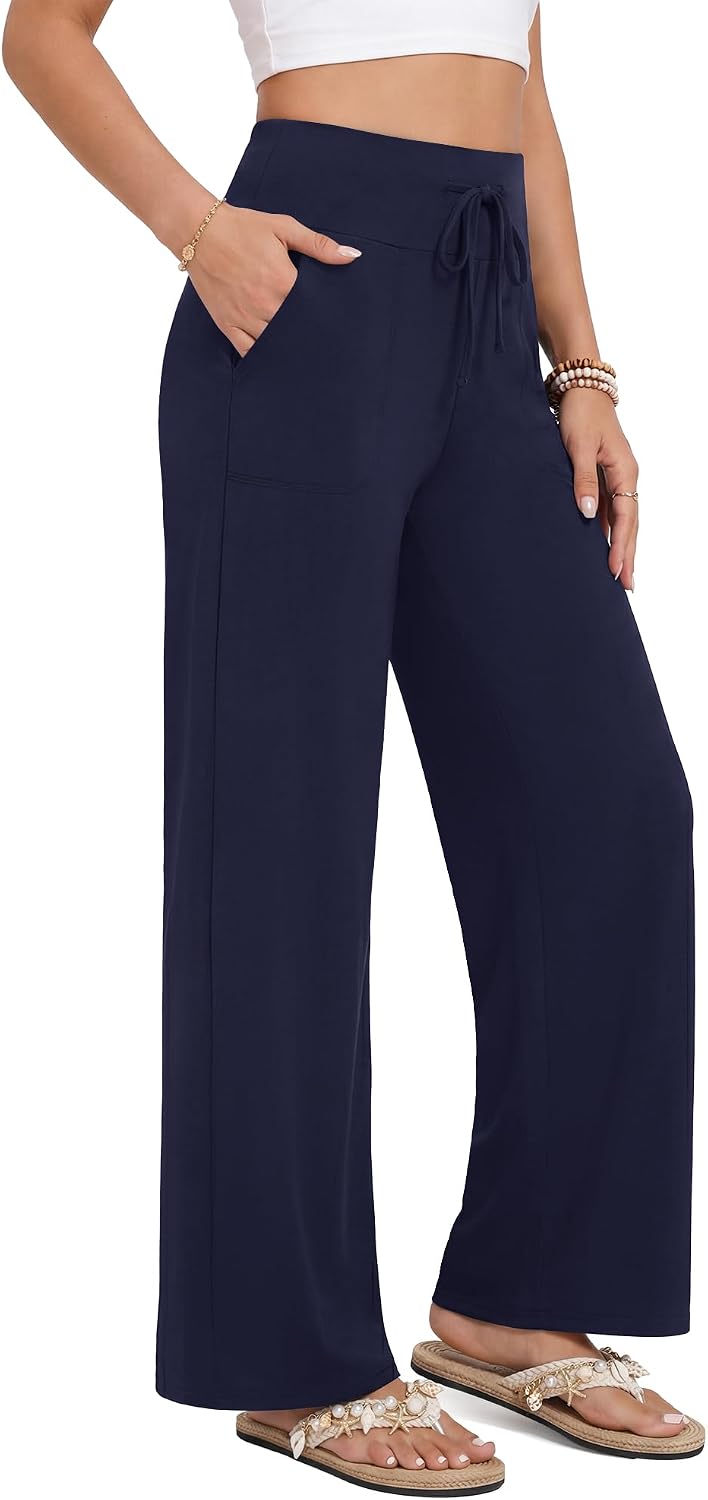 Detalle de ZOOSIXX Capri Pants for Women - Wide Leg Loose Casual Trousers with Pockets