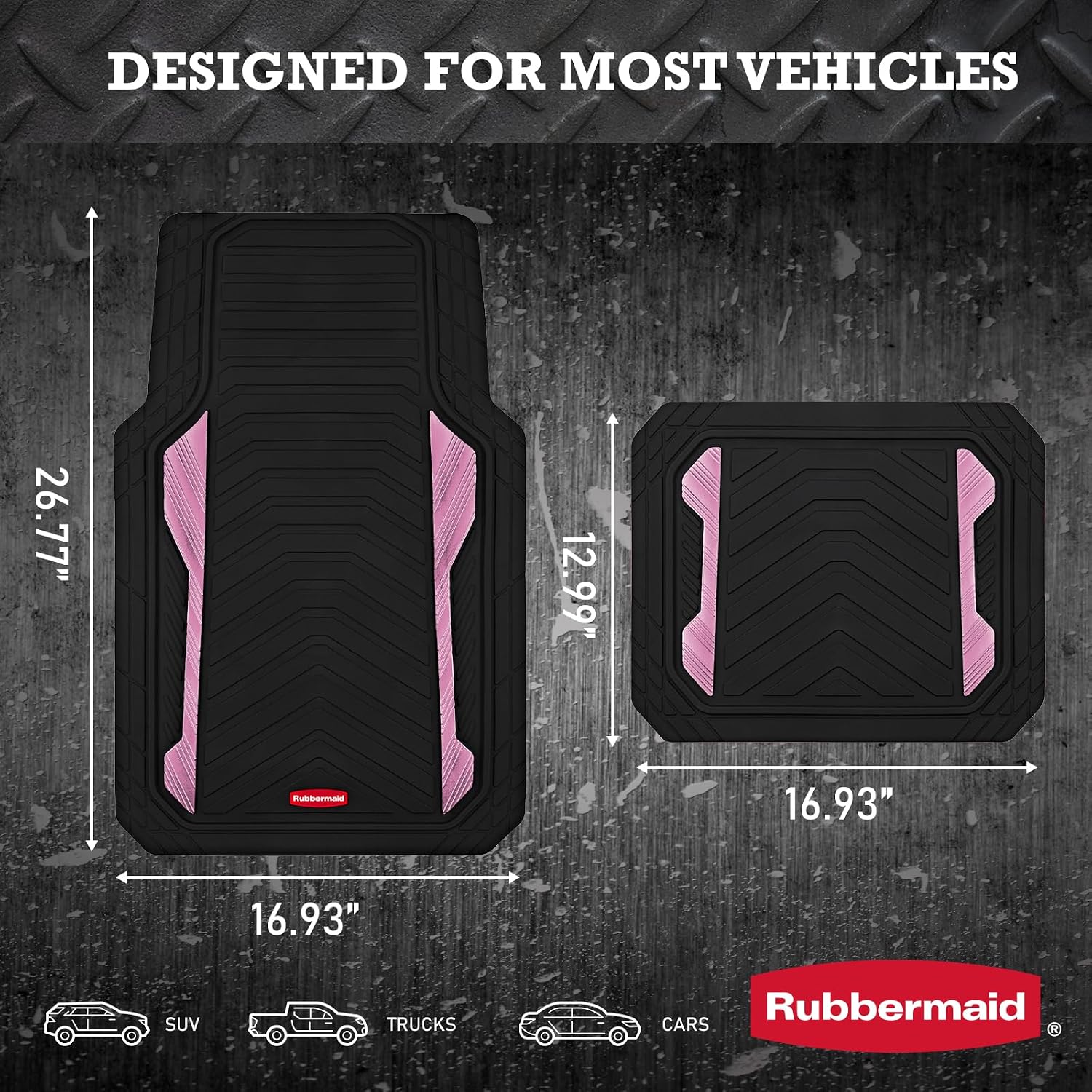 Detalle de Rubbermaid Car Floor Mat, Heavy Duty All-Weather with Pink Aluminum Inserts
