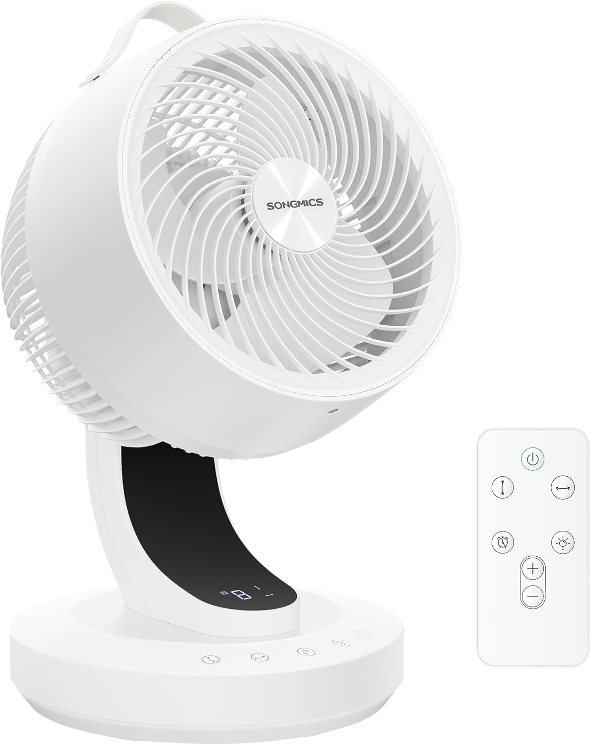 Detalle de SONGMICS Ventilatore da Tavolo XFC001W1EU: Silenzioso, 8 Velocità e Controllo Remoto per la Camera da Letto