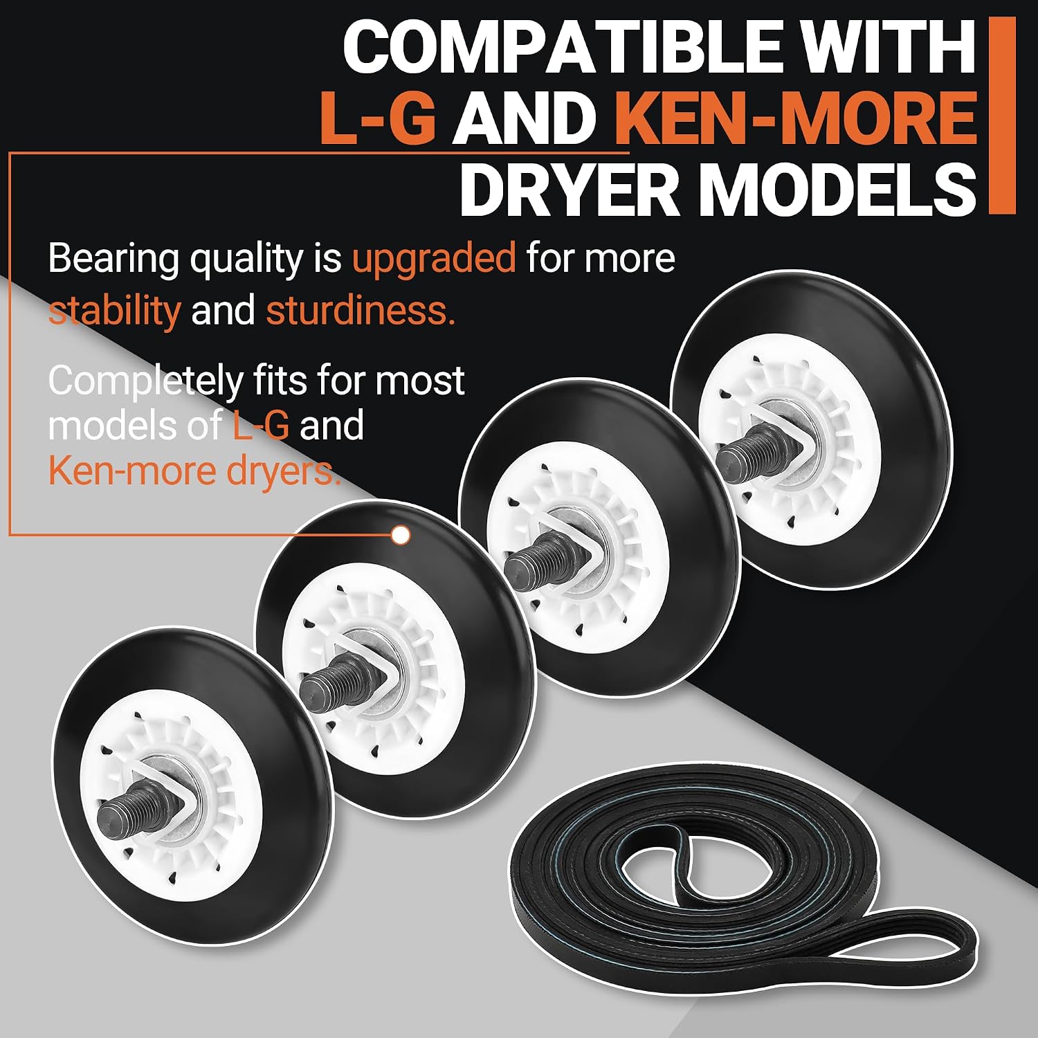 Detalle de NISHCON Dryer Repair Kit: 4581EL2002C Rollers, 4400EL2001A Belt, 4561EL3002A Pulley