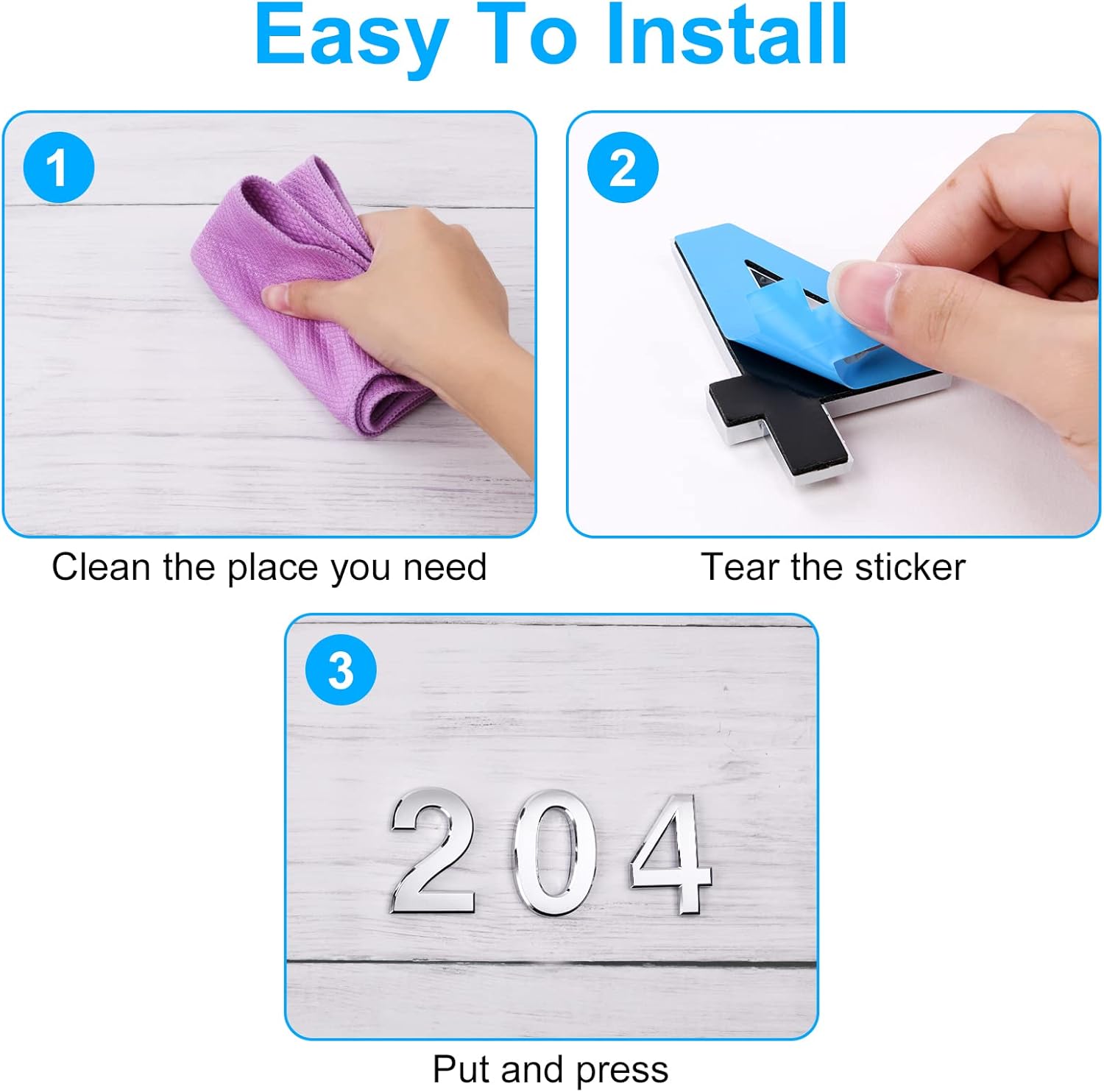Thumbnail 4 de Vicloon 3-Inch 3D Waterproof Door Numbers with Self-Adhesive Backing
