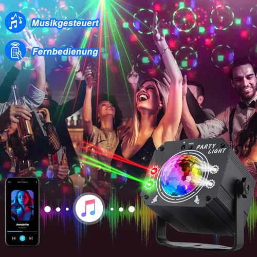 Detalle 2 de Nigecue 3 in 1 Discolicht Partylicht mit Fernbedienung – Musikgesteuert, Stroboskop & RGB-Hintergrundbeleuchtung