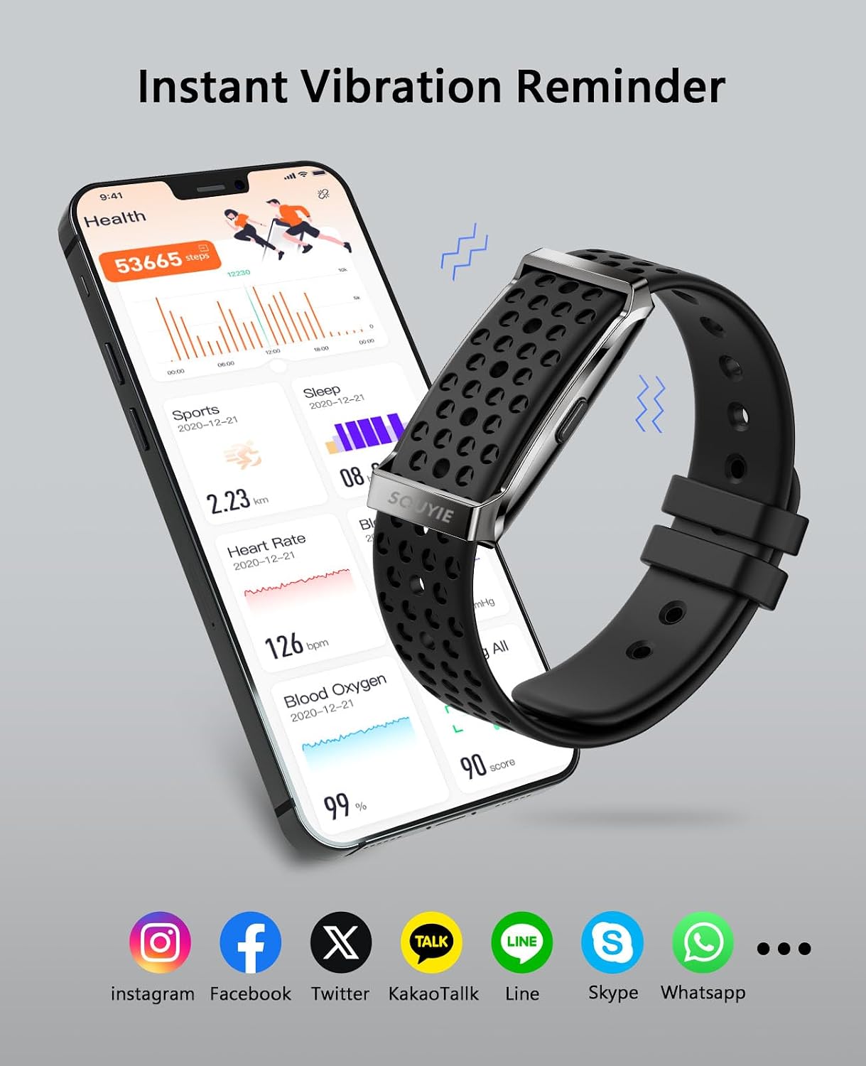 Thumbnail 4 de SOUYIE DS10 Screenless Fitness Tracker with 170+ Sports Modes and Sleep Tracking