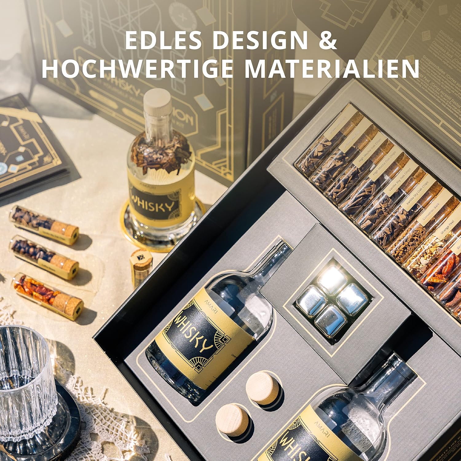 Detalle de AMARI ® DIY Whisky Set – Zum Selber Machen, Geschenkset inkl. Zubehör