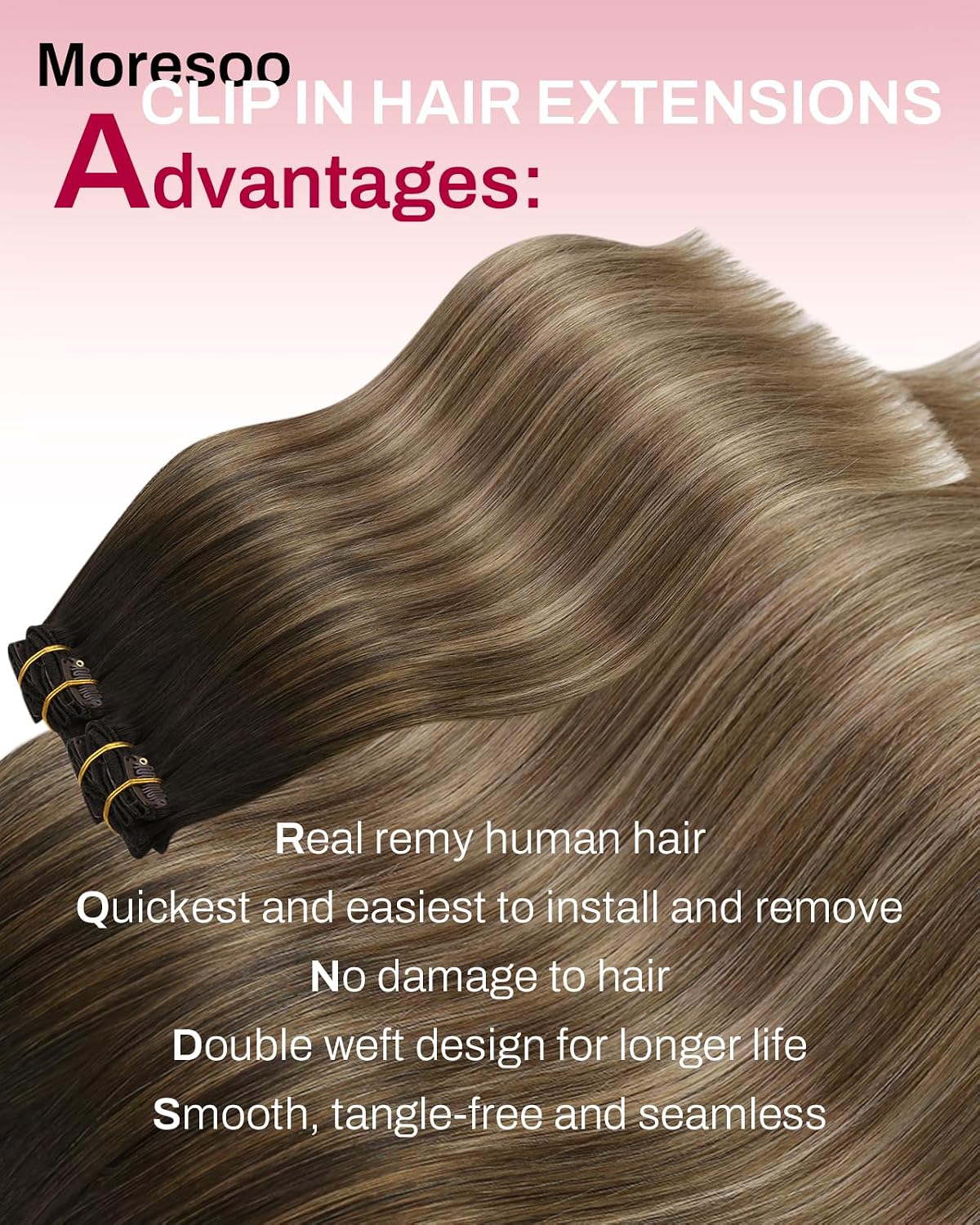 Detalle 2 de Clip in Hair Extensions 20inch 120g