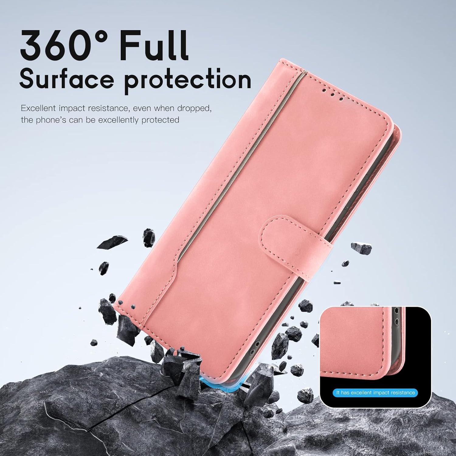 Thumbnail 5 de AsWant Handyhülle für Samsung Galaxy Xcover 7 – Premium Leder Flip Case mit Kartenfächern und Standfunktion (Rosa)