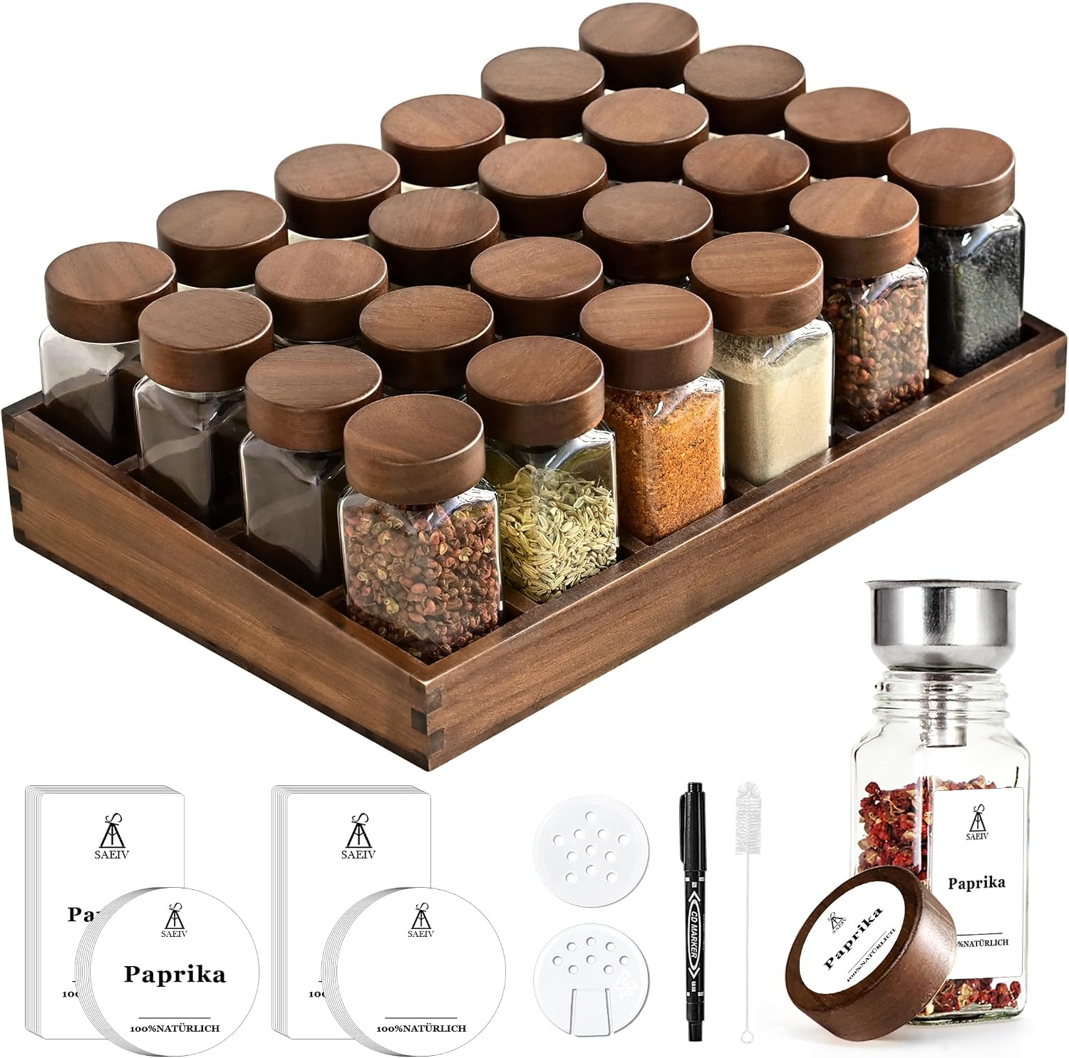 Detalle de SAEIV XY179 kruidenrek voor de lade met 24 potjes van 120 ml