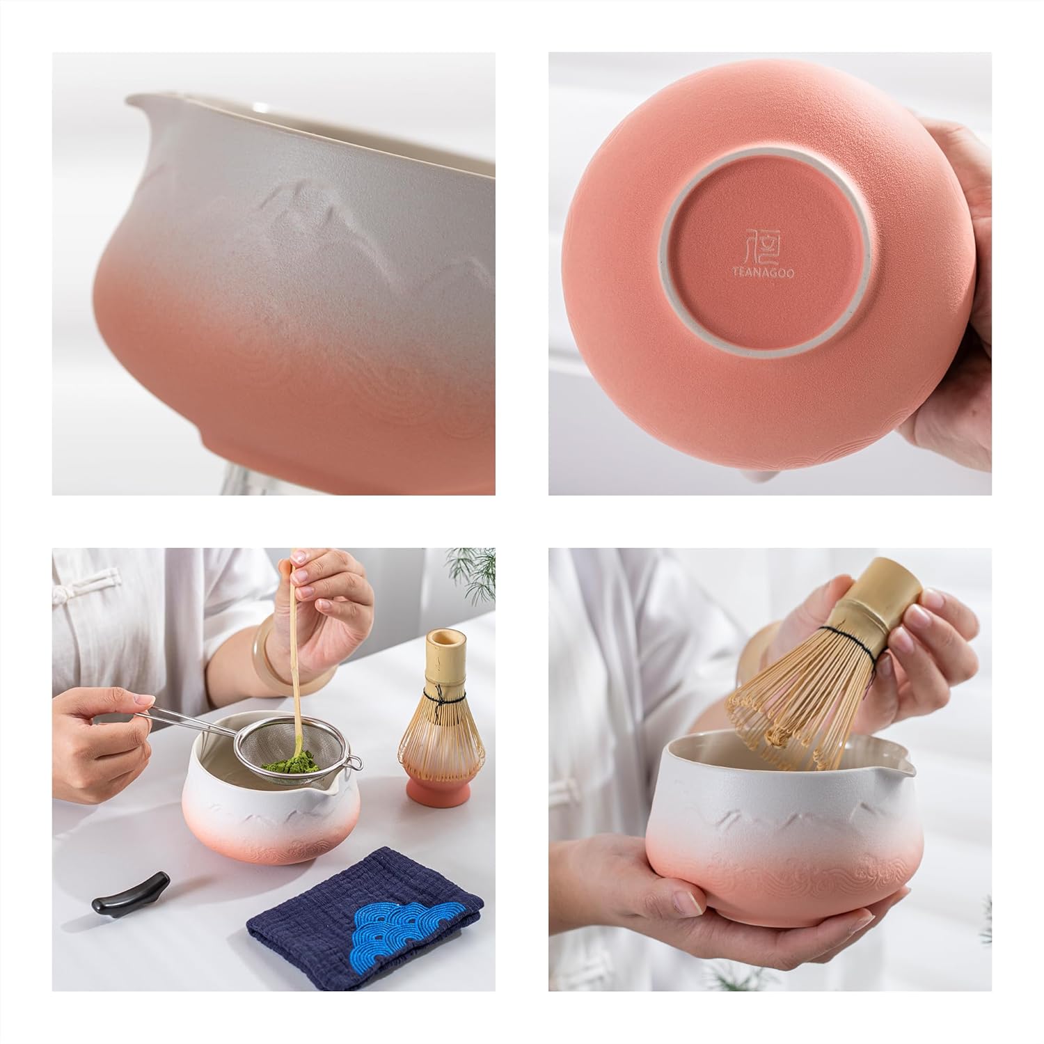 Thumbnail 3 de TEANAGOO Matcha-Set | 7-teiliges Matcha-Zeremonie-Set aus Bambus und Keramik mit Farbverlauf Orange/Weiß
