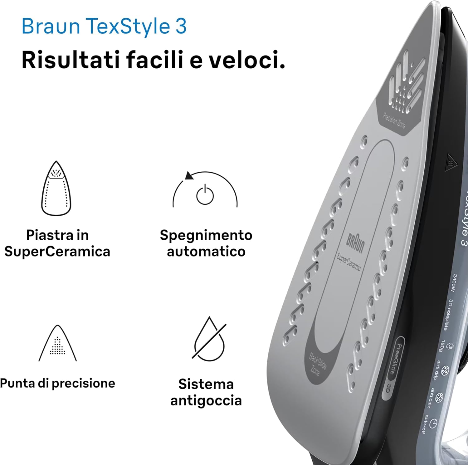 Thumbnail 2 de Braun TexStyle3 SI3055BK Ferro da Stiro a Vapore