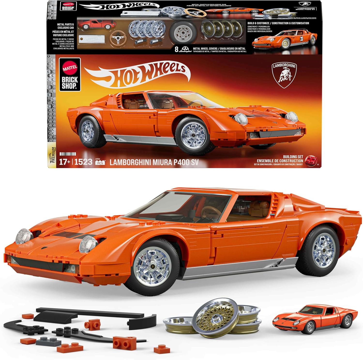 Thumbnail 6 de Mattel Brick Shop Hot Wheels Premium Serie – Mercedes-Benz 300 SL, 1:12, 1600 Teile (HWW25)