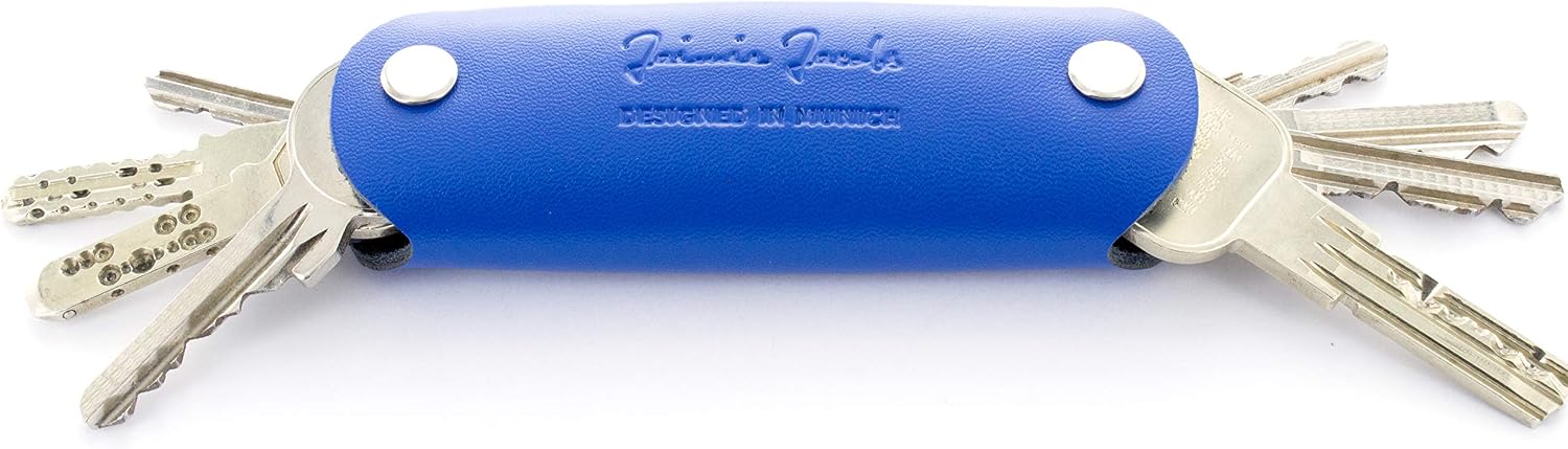 Detalle de Jaimie Jacobs Key Boy Key Organizer aus echtem Leder (blau) – Schlüsselmäppchen für bis zu 12 Schlüssel