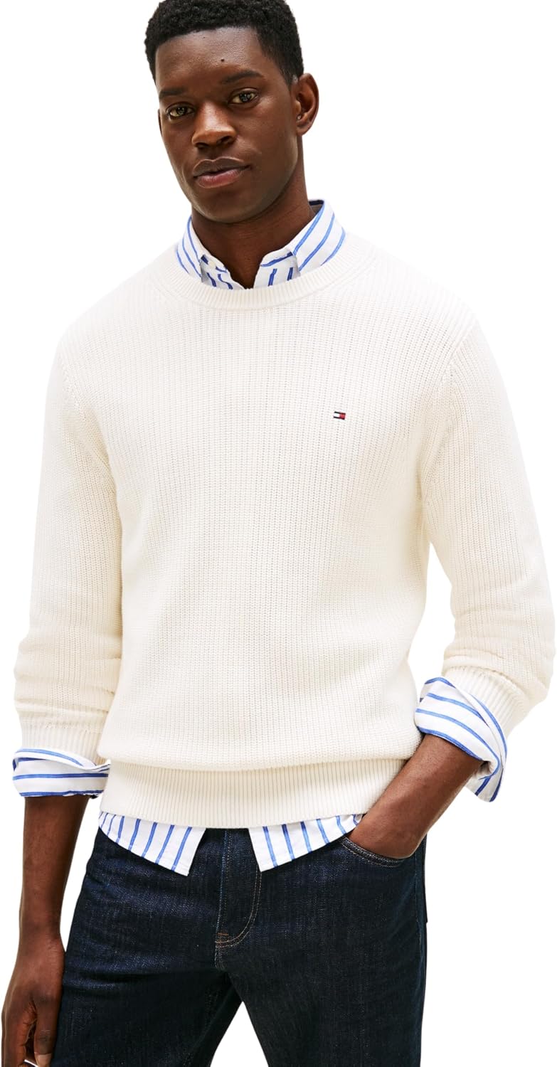 Thumbnail 5 de Tommy Hilfiger men’s RWB rib crew neck pullover sweater (100% organic cotton)