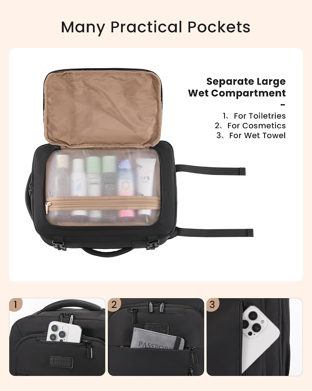 Thumbnail 3 de LOVEVOOK Ryanair Handgepäck Rucksack 40x30x20 cm