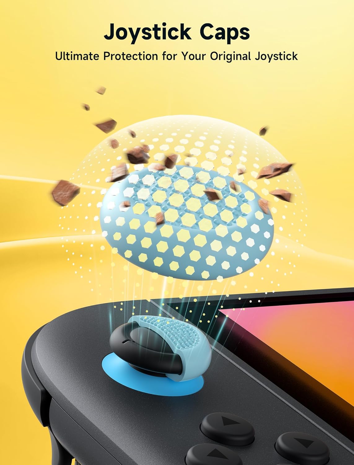 Thumbnail 4 de JSAUX grips de pouce antidérapants pour Nintendo Switch 2 (2025) – capuchons de joystick bleus et orange, 3 paires (6 pièces)