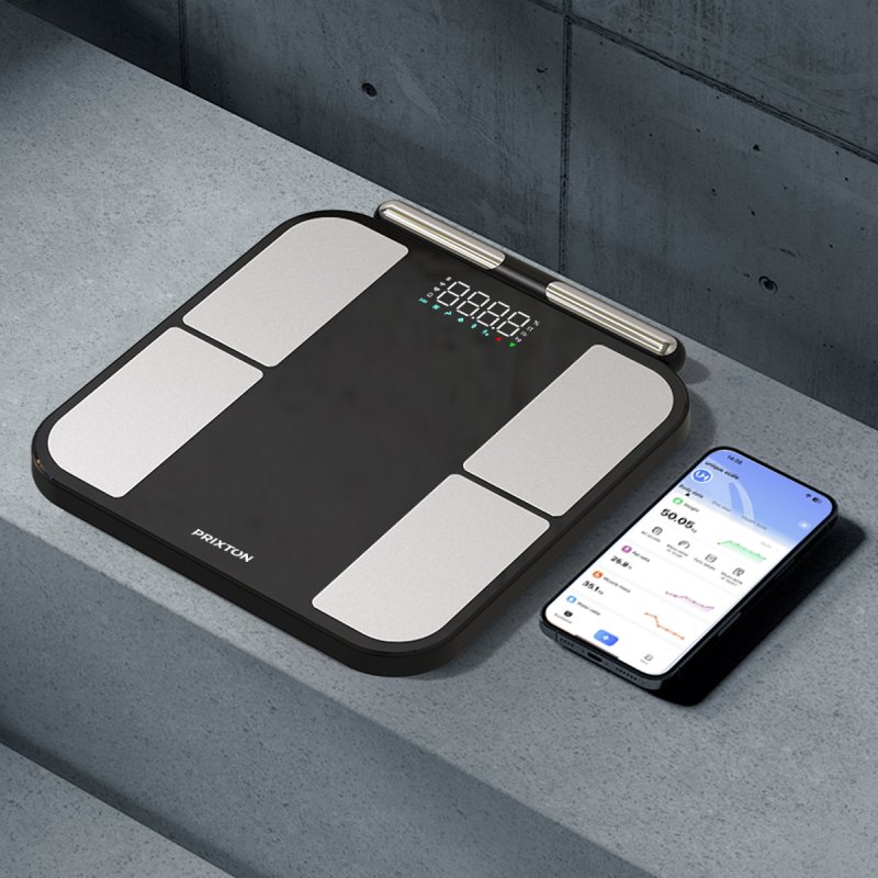 Detalle 2 de Báscula Inteligente Prixton BC400 Body Metric: 180 kg, 56 parámetros y app para múltiples usuarios