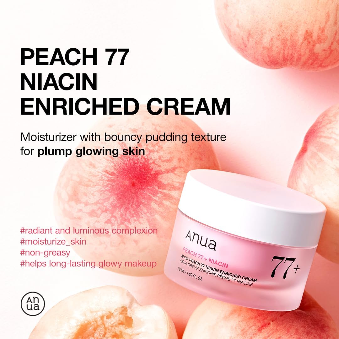 Detalle de Anua Peach Niacinamide Cream: Hydrating Korean Skin-Glows, 50ml