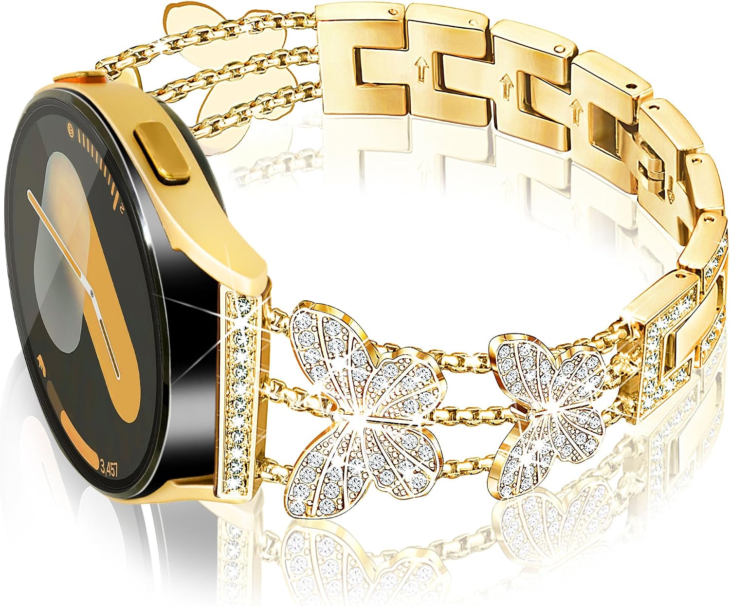 Thumbnail 6 de Ocaer Bling Metal Watch Strap for Samsung Galaxy Watch Series (20mm) — Women’s 40mm–44mm and 43mm–47mm, with Butterfly Rhinestones