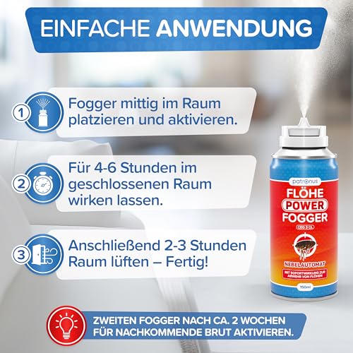 Detalle de Patronus Flöhe Power Fogger – maximale Sofortwirkung 2x150 ml
