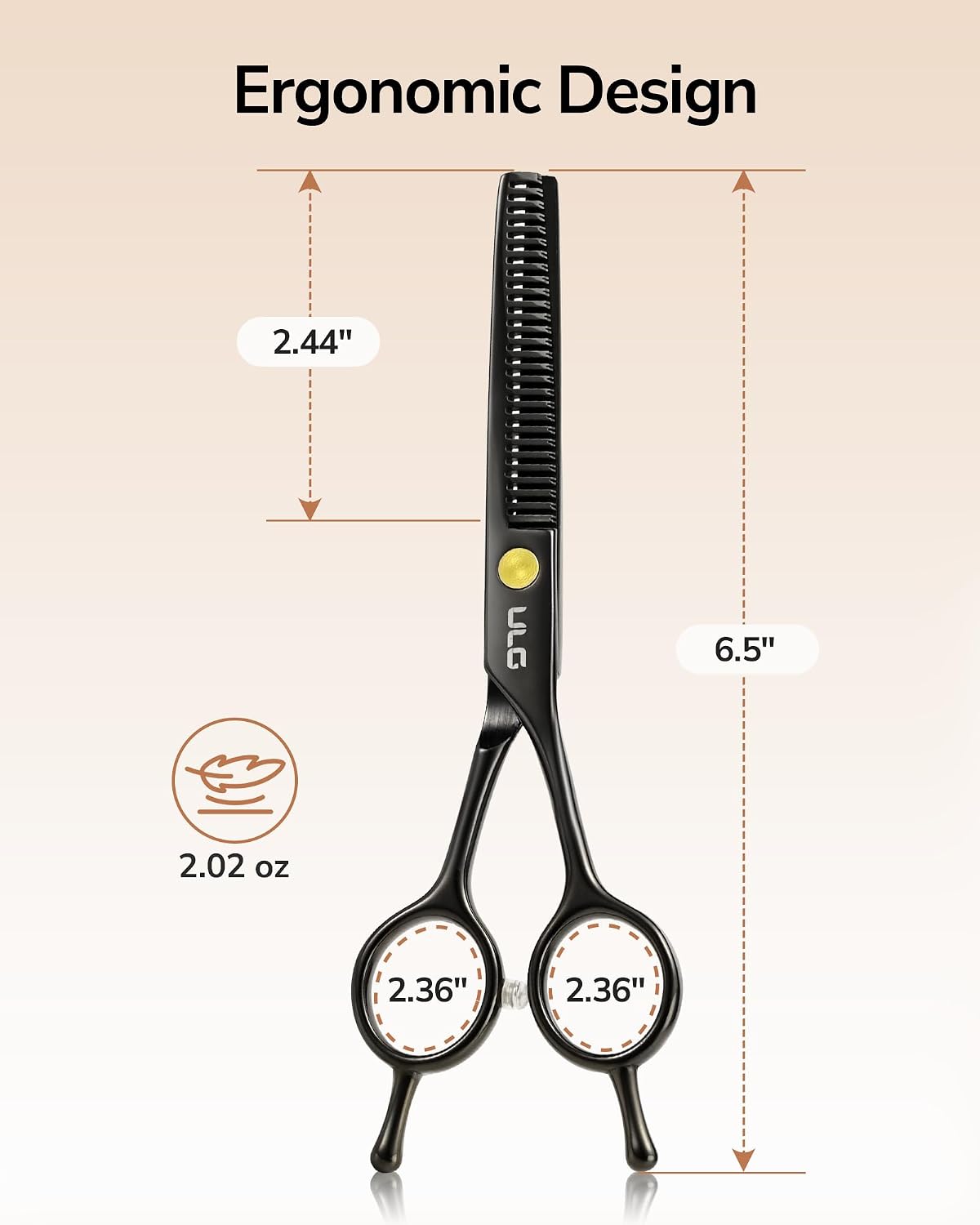 Thumbnail 6 de ULG 16.5 cm thinning shears (Japanese stainless steel) – Ultra sharp barber scissors for right-hand use – Black