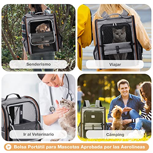 Thumbnail 6 de Lekespring Transportin Gato Extensible con 4 Entradas y Mochila Transpirable