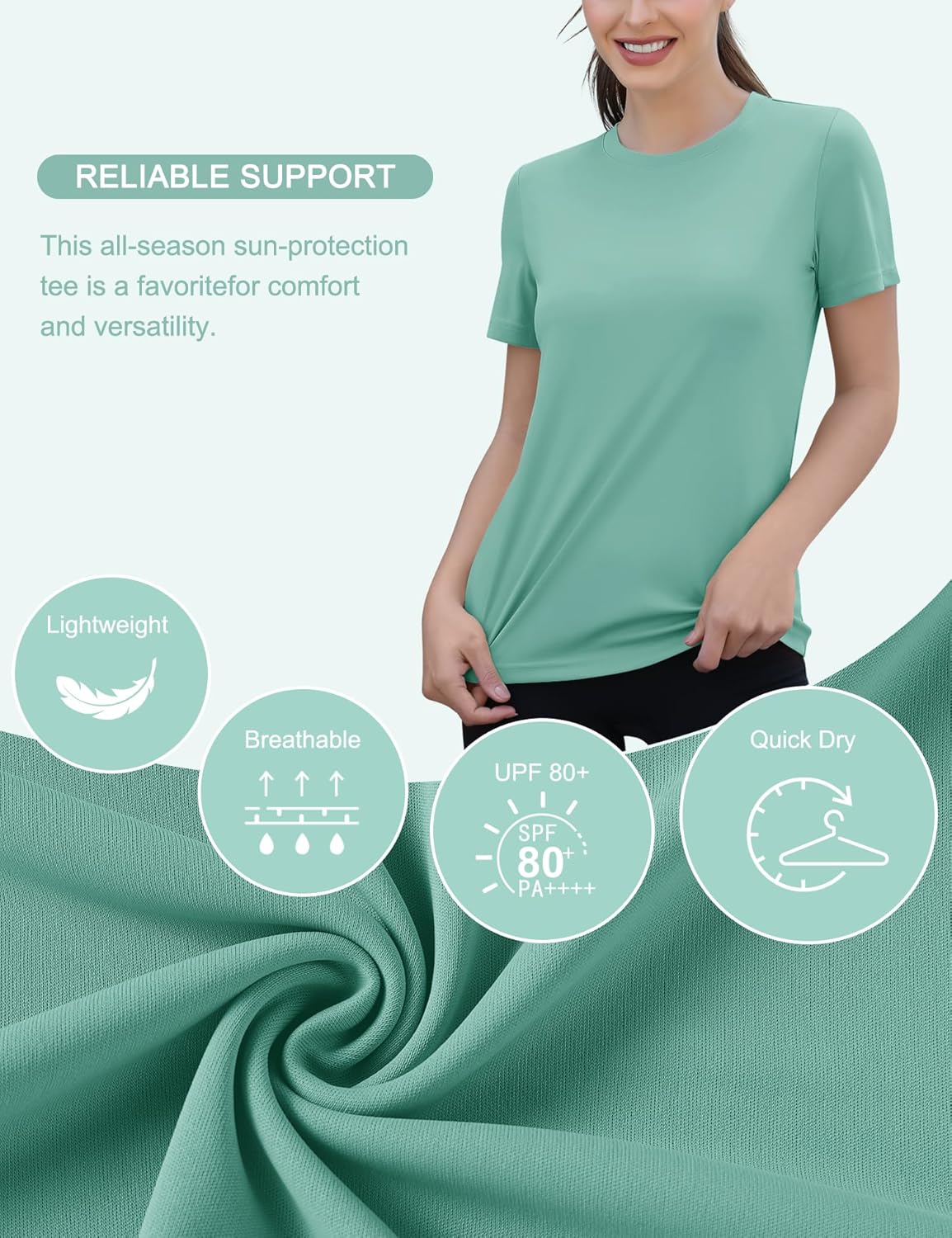 Thumbnail 3 de Rapbin Sportshirt Damen Kurzarm – UPF 50+/80+ Leichtes, atmungsaktives Fitnessshirt