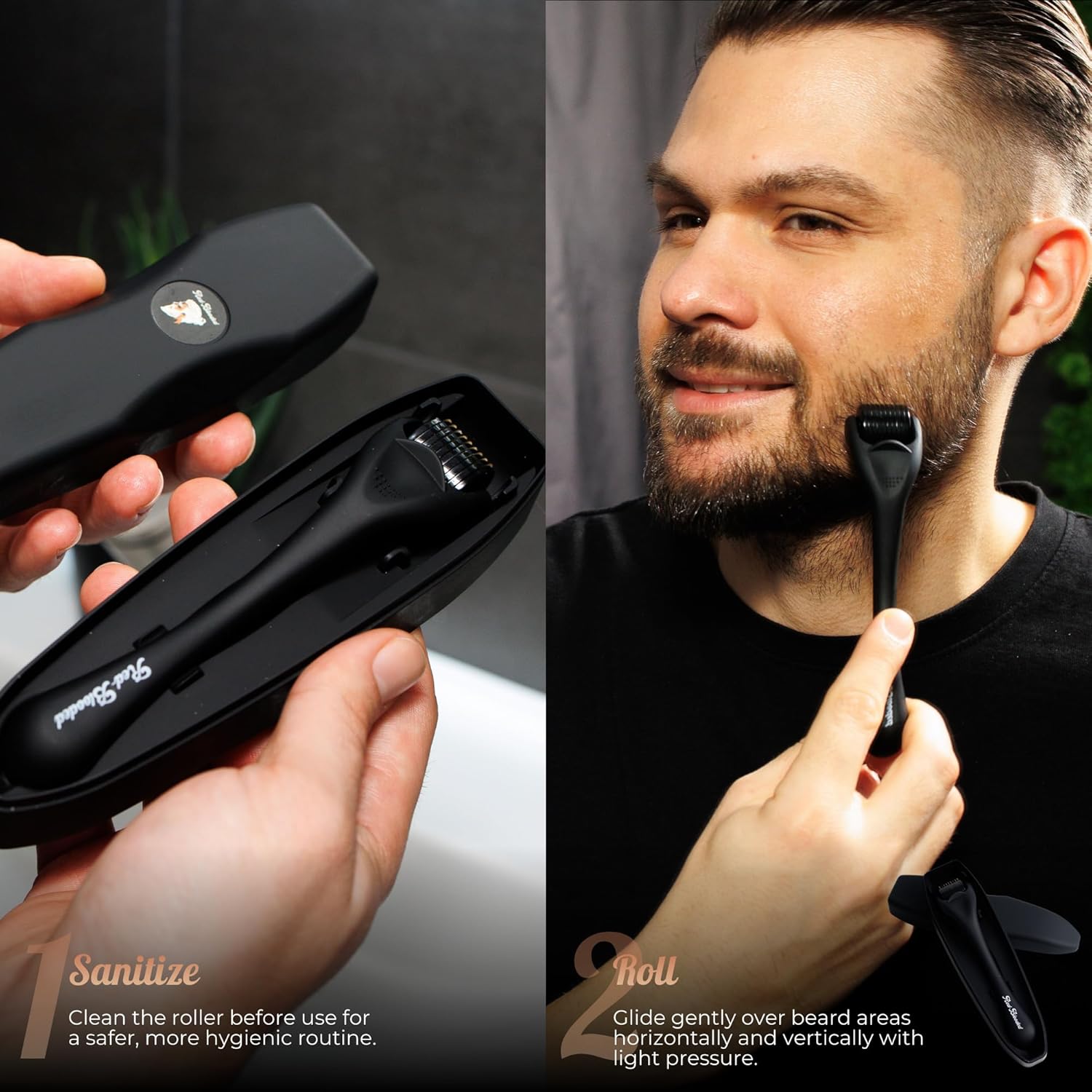 Detalle de Red-Blooded Bartroller 0,5mm – Dermaroller mit 540 Titan-Mikronadeln für Bart- und Haarwachstum
