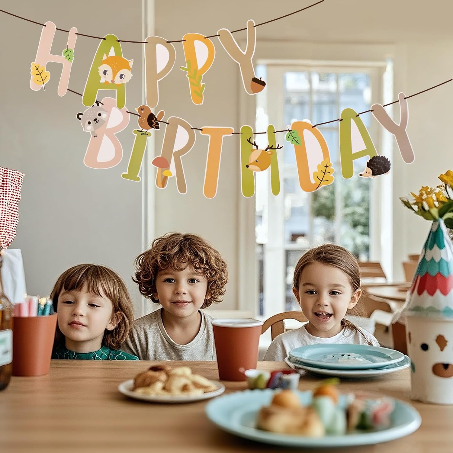 Thumbnail 4 de SUNBEAUTY Cartoon Happy Birthday Banner – Dschungel Safari Girlande für Kindergeburtstag
