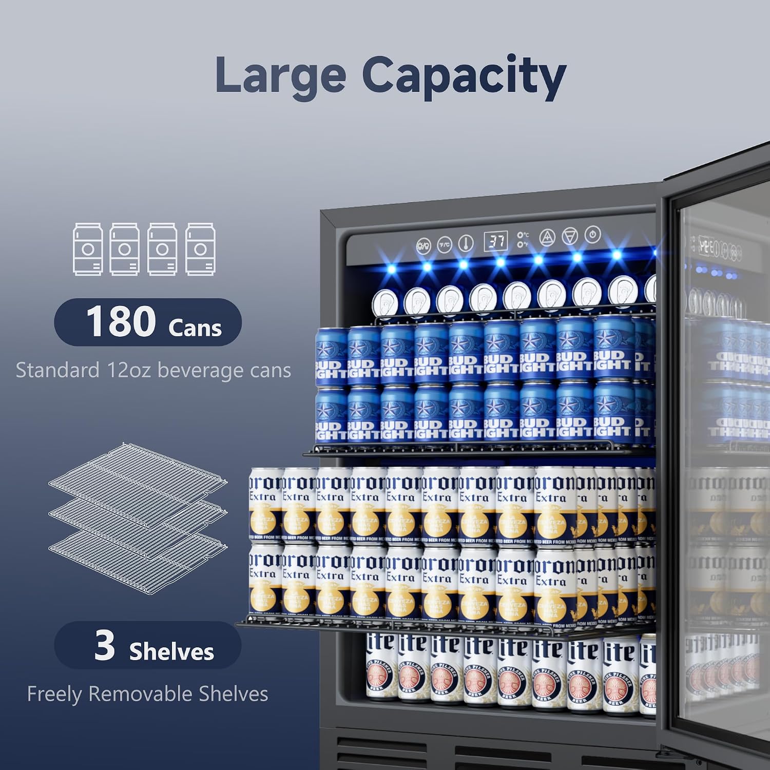 Thumbnail 2 de ICEVIVAL BRU-04 24-Inch Beverage Refrigerator, 182-Can, Glass Door