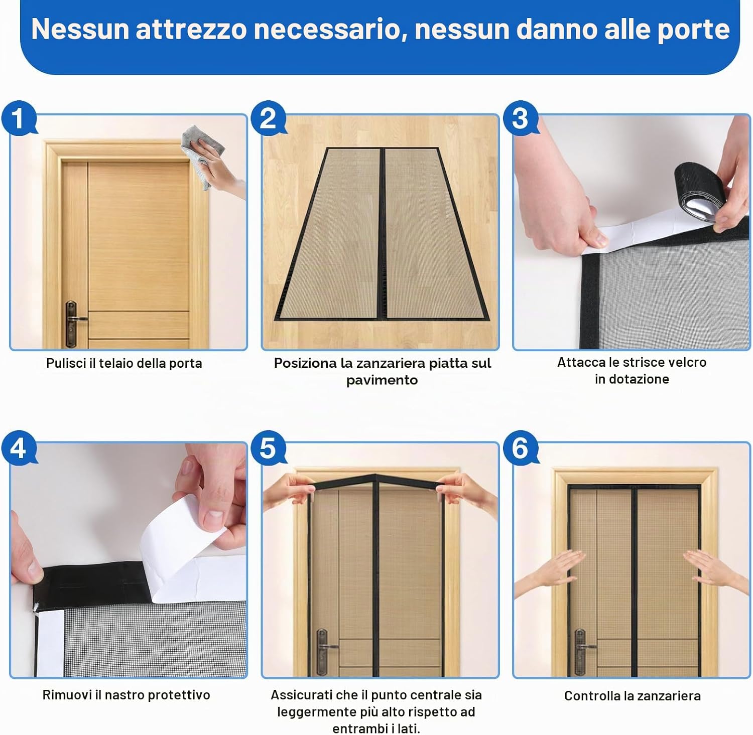 Detalle de Wzlxcxxy Zanzariera Magnetica Porta Finestra 160x240 cm – Nero, Chiusura Automatica