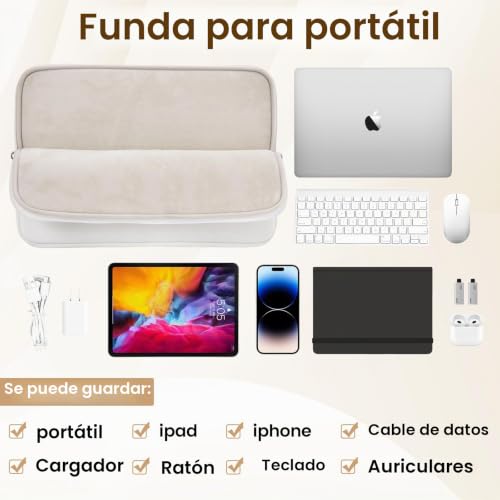 Detalle 2 de Aucase Funda Portátil 13‑14" Impermeable en Cuero — Compatible con MacBook Pro 14"/Air 13" y más