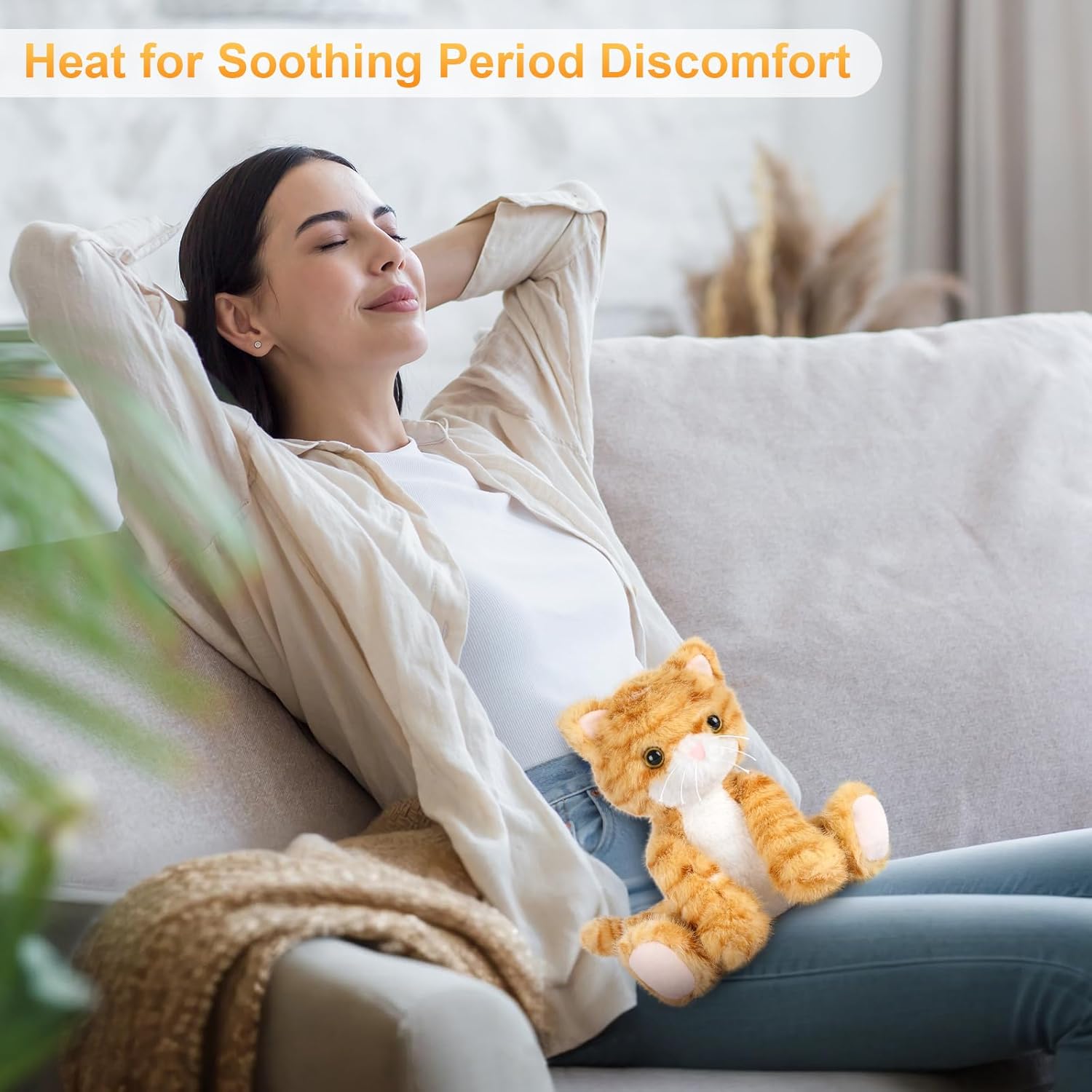 Thumbnail 4 de SuzziPals Heatable & Coolable Orange Cat Plush 1 ๐