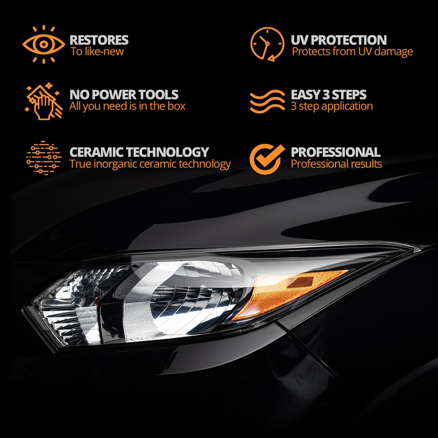 Detalle de CERAKOTE Ceramic Headlight Restoration Kit, No Power Tools, 10 Wipe Kit