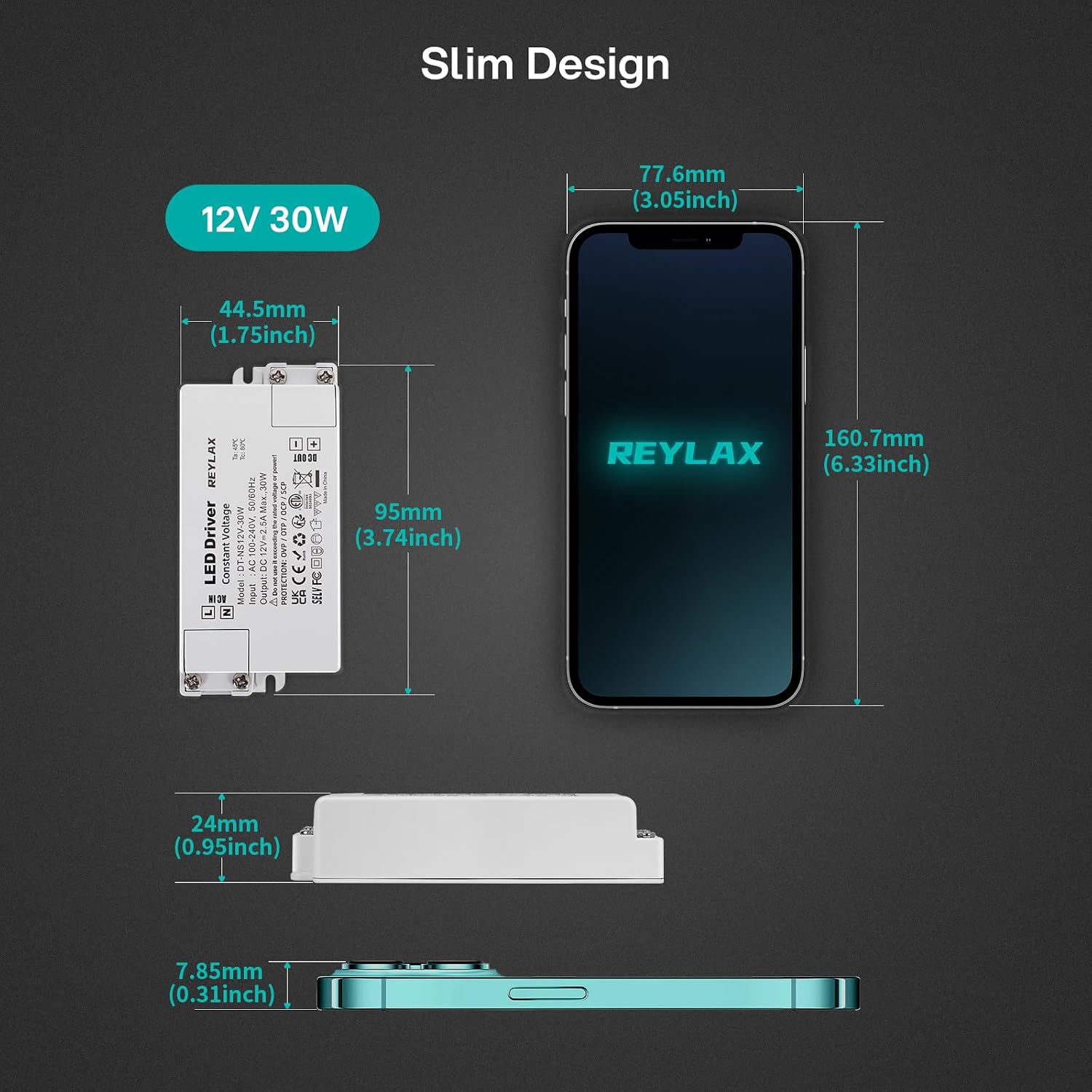 Detalle de REYLAX 12V constant voltage LED driver 30W