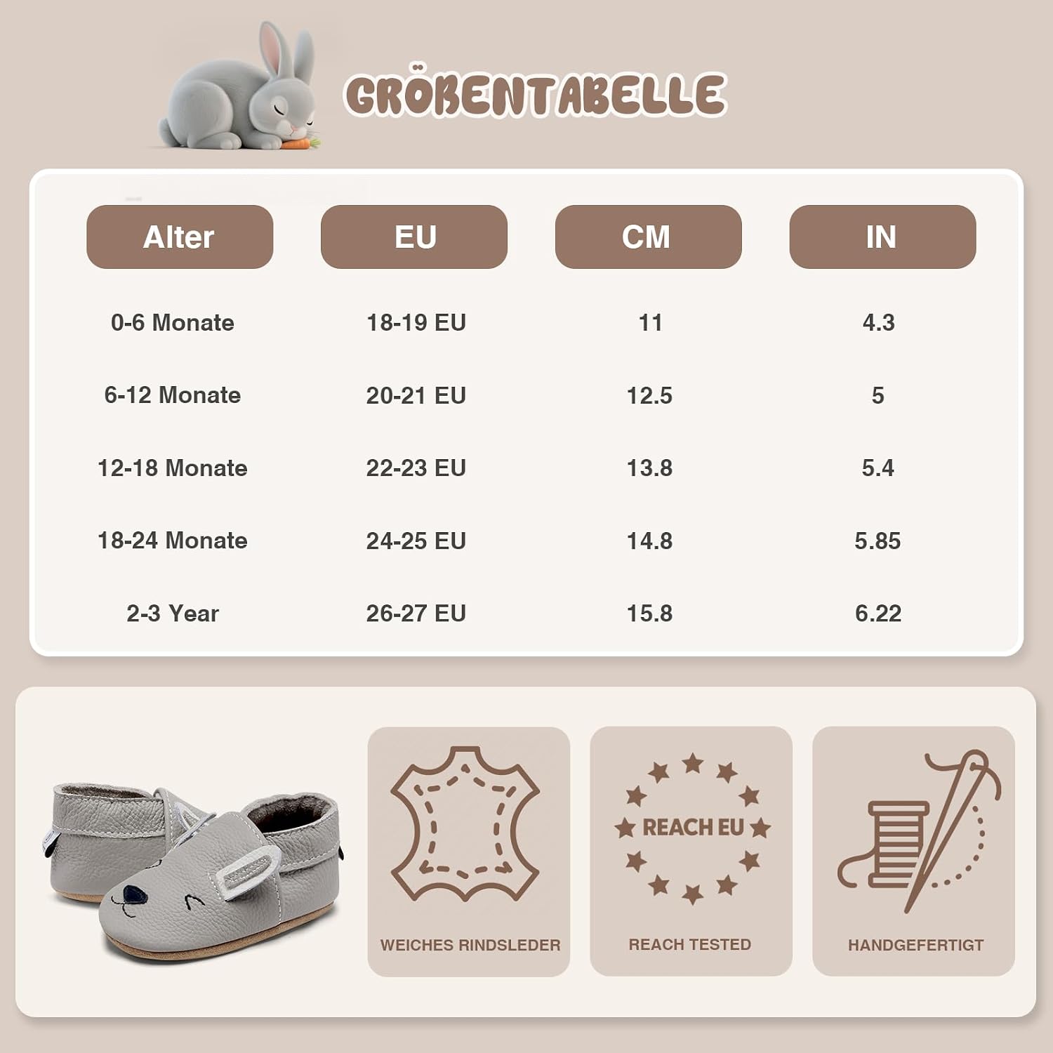 Thumbnail 6 de IceUnicorn Krabbelschuhe Baby Lauflernschuhe – weiches Leder, rutschfeste Sohle