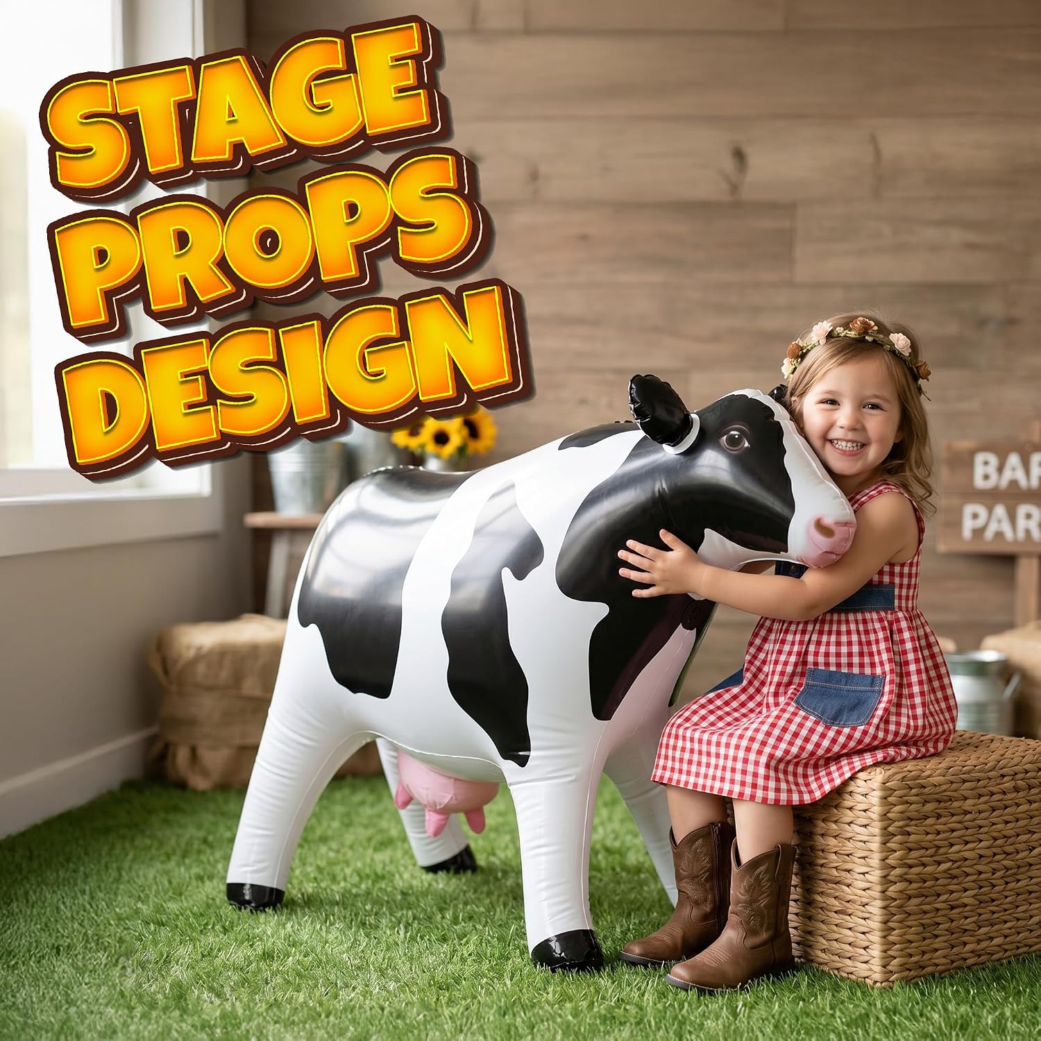 Detalle de KiddieLoot 38-Inch Inflatable Cow Float for Parties and Pool Decor