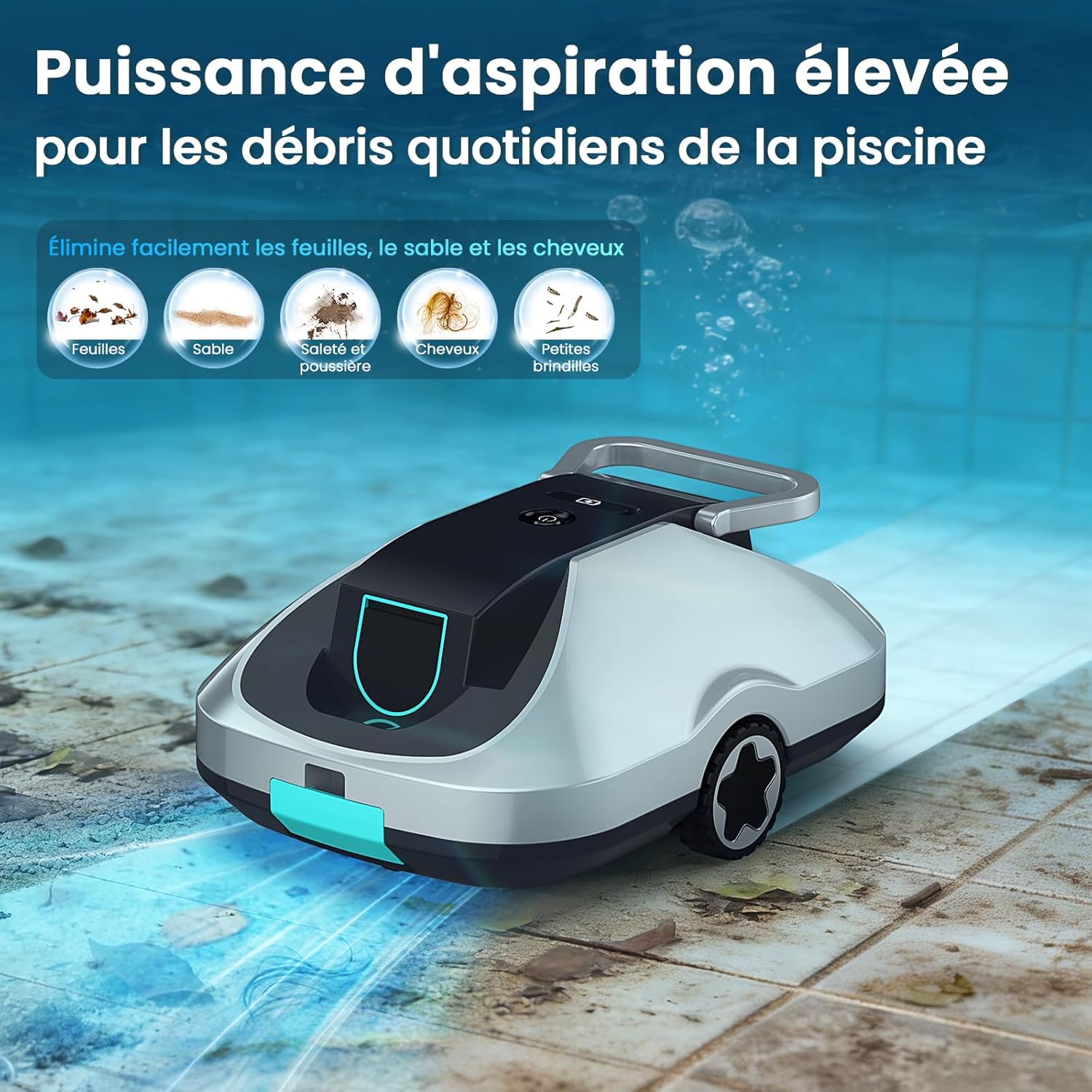 Thumbnail 1 de Robot Piscine sans Fil C1 – aspirateur de piscine sans fil, autonomie 200 min, filtration ultra-fine (jusqu’à 232 m²)