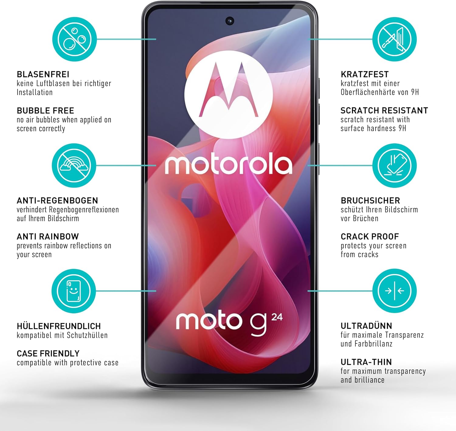 Thumbnail 5 de SmarTect Tempered Glass Screen Protector for Moto G24, G04 and G04s, 3-Pack