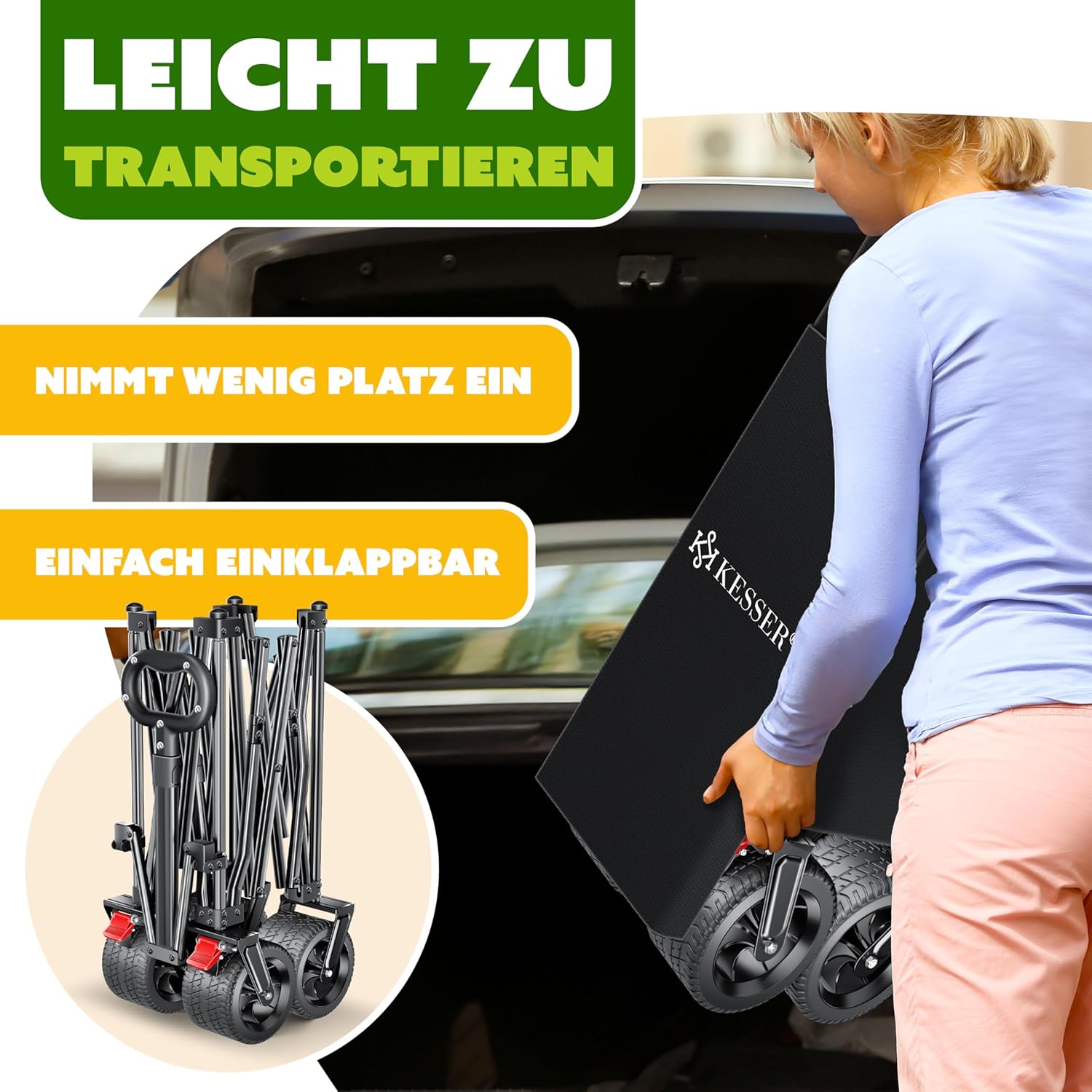Thumbnail 8 de KESSER® Carro de mano GTR9000 🛒 - Resistente, plegable y con accesorios