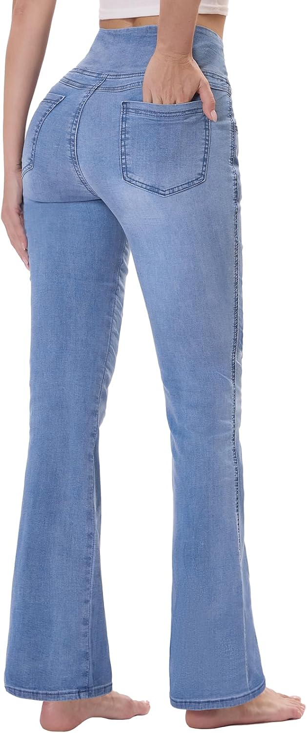 Thumbnail 6 de Chasehot pull-on flare jeans for women with tummy control panel and high waist