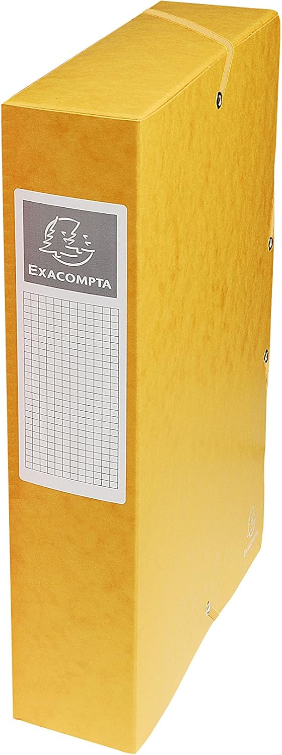 Exacompta 50609E – 8 boîtes de classement Exabox, jaune, 25 x 33 cm, dos 6 cm