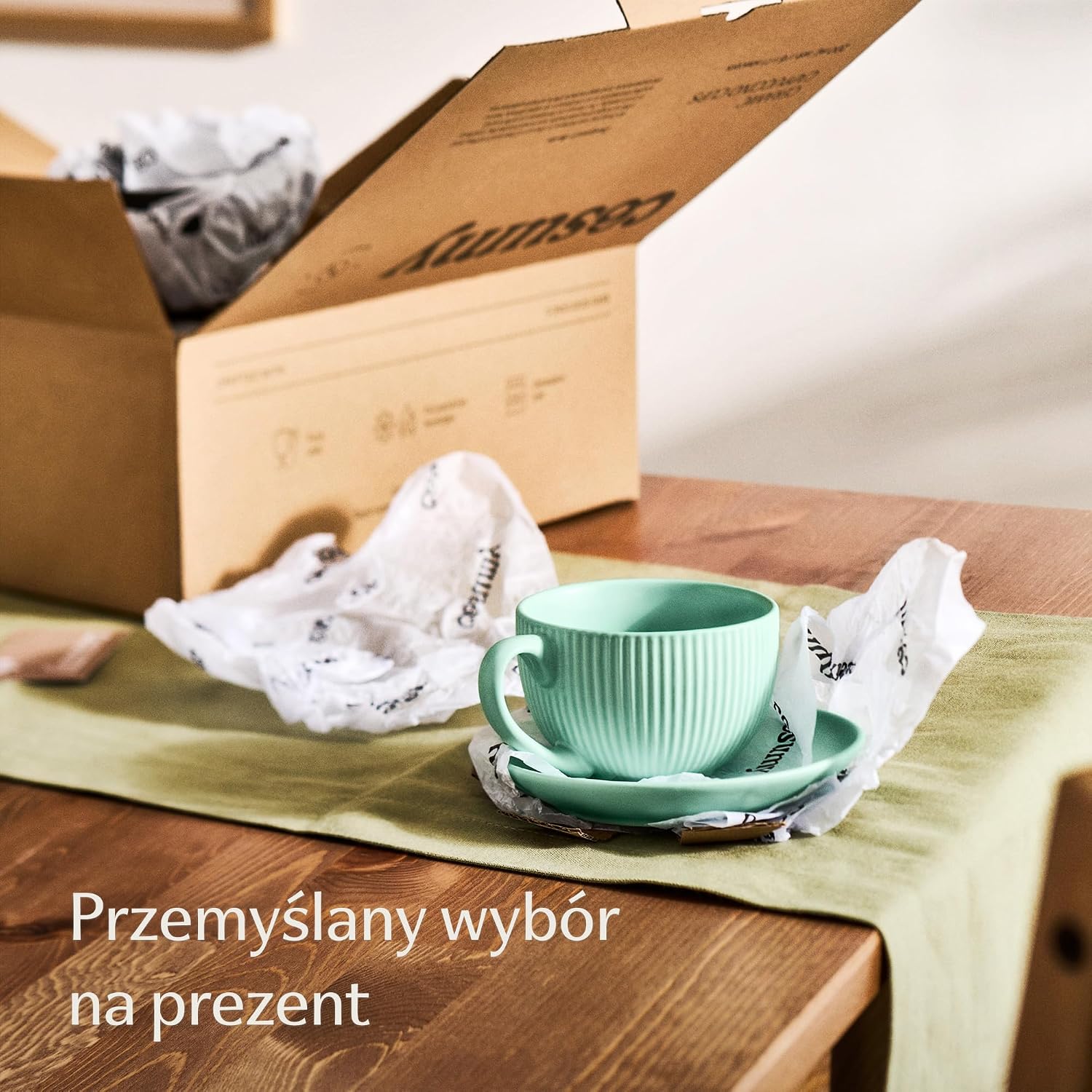 Detalle 2 de Cosumy 7770578 filiżanki do cappuccino 200 ml, ceramiczne, matowe, w paski, ze spodkami