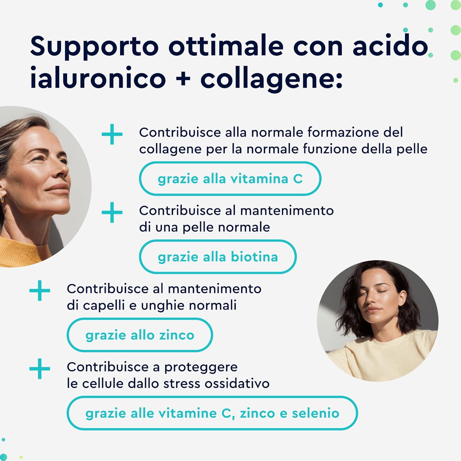 Thumbnail 2 de Collagene e Acido Ialuronico Integratore 180 Capsule – GloryFeel: collagene idrolizzato 1000 mg + acido ialuronico 200 mg, con Vitamina C, Biotina, Zinco e Selenio