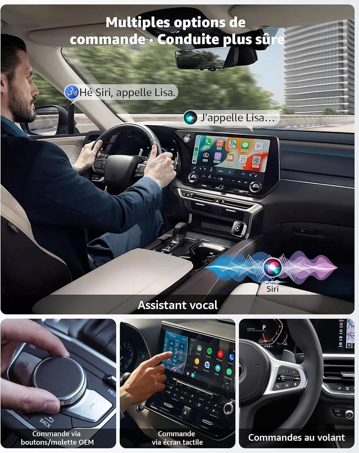 Thumbnail 4 de Ancvet CarPlay sans Fil et Android Auto sans Fil – Dongle 2-en-1 USB/USB-C, connexion stable et plug & play