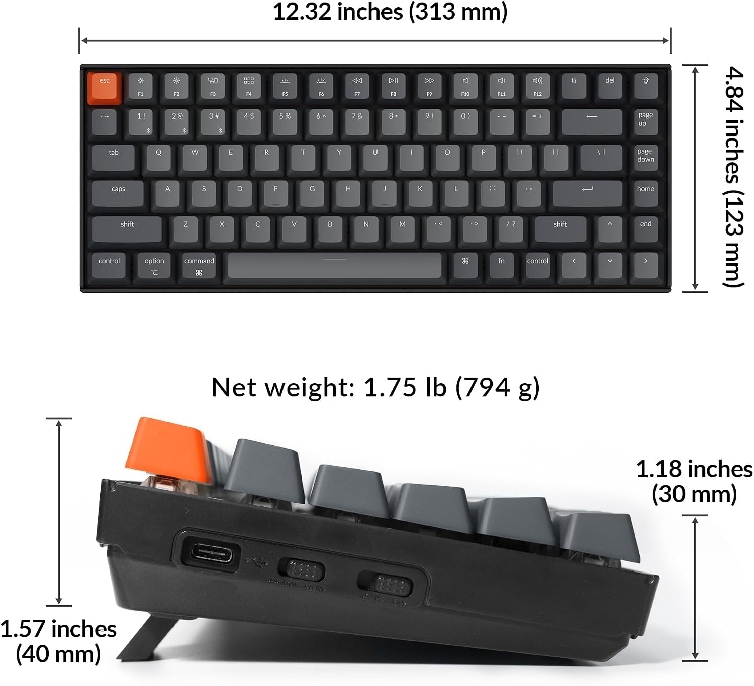 Detalle de Keychron 75% mechanical keyboard, 84-key layout