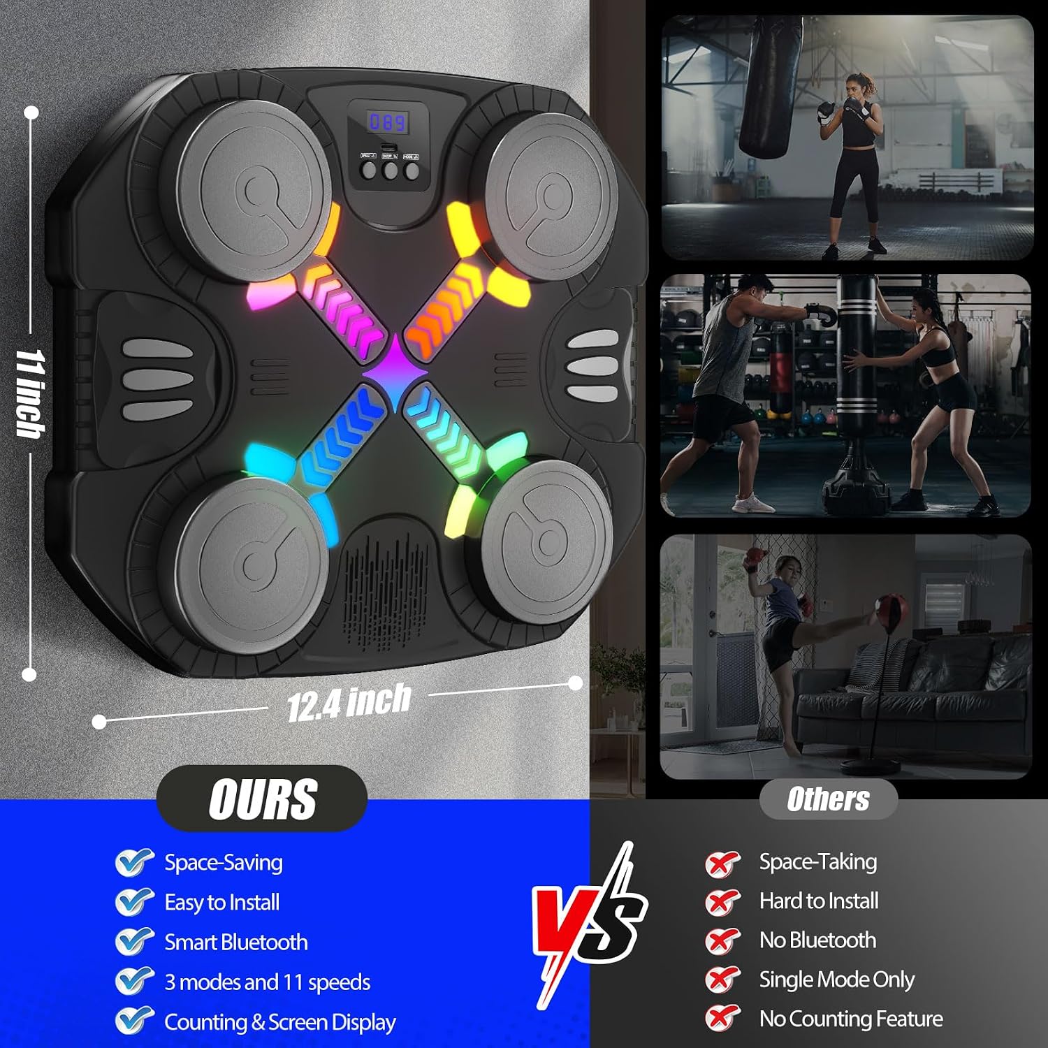Thumbnail 6 de Esnowlee Music Boxing Machine for Kids: Wall-Mounted Bluetooth Punch Pad with Gloves (3–12 years)
