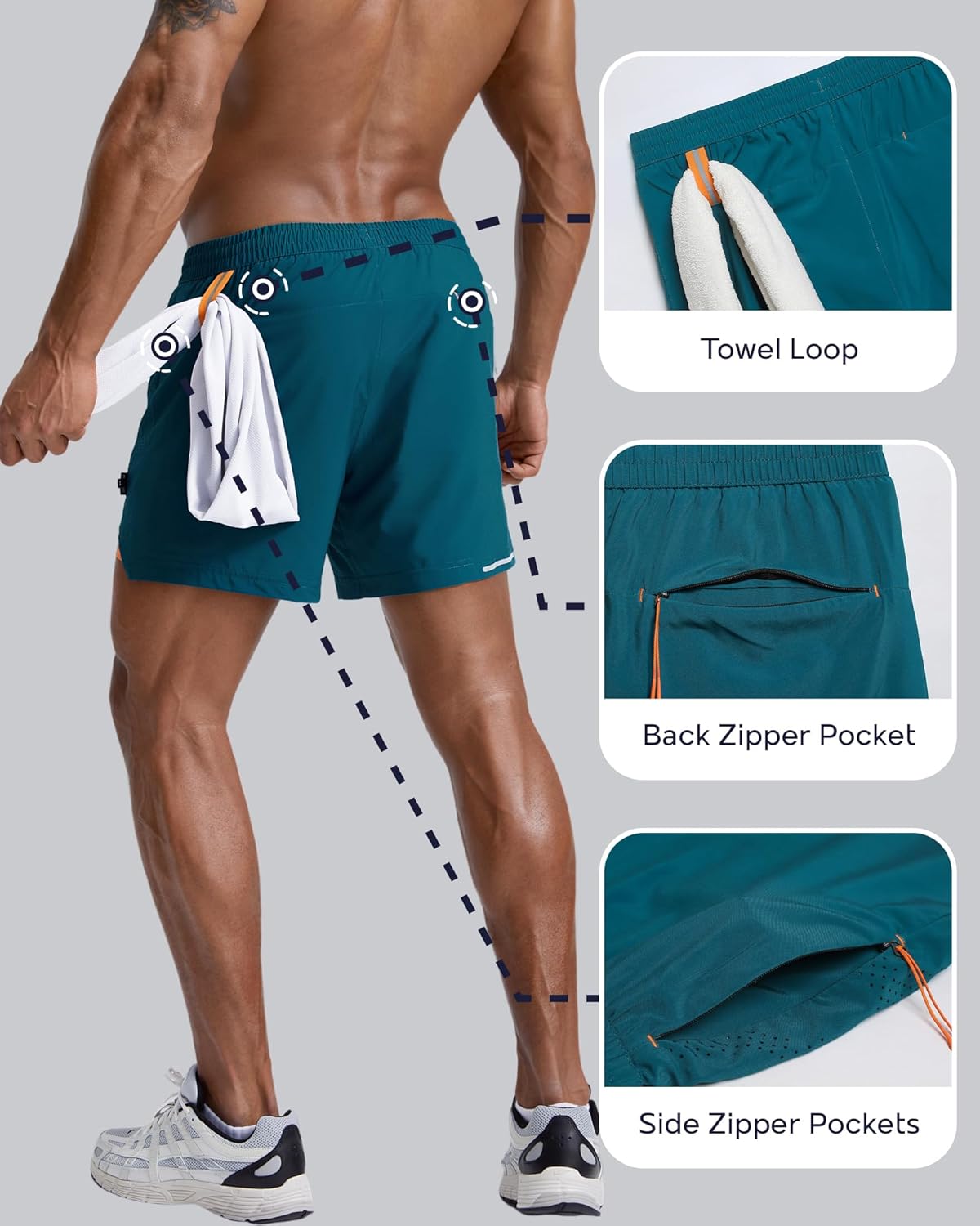 Thumbnail 3 de maamgic Men’s Athletic Running Shorts with Liner (Ultra Lightweight) 5”/7”